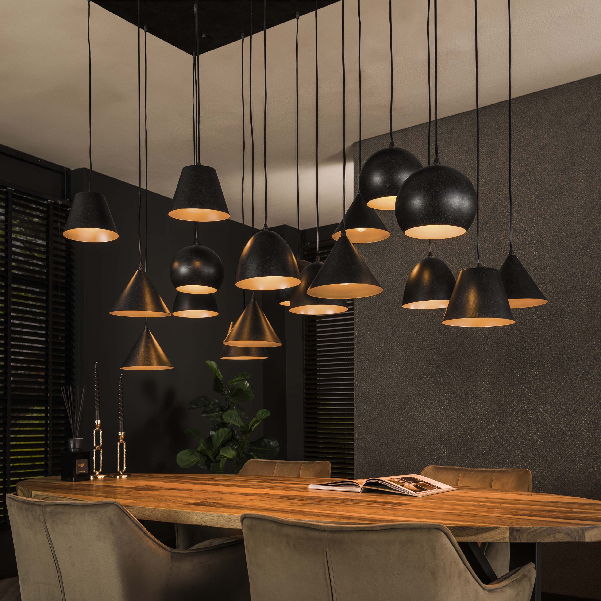 Hanglamp Metal XXL 6+6+6-lichts / Artic zwart - Zijlstra