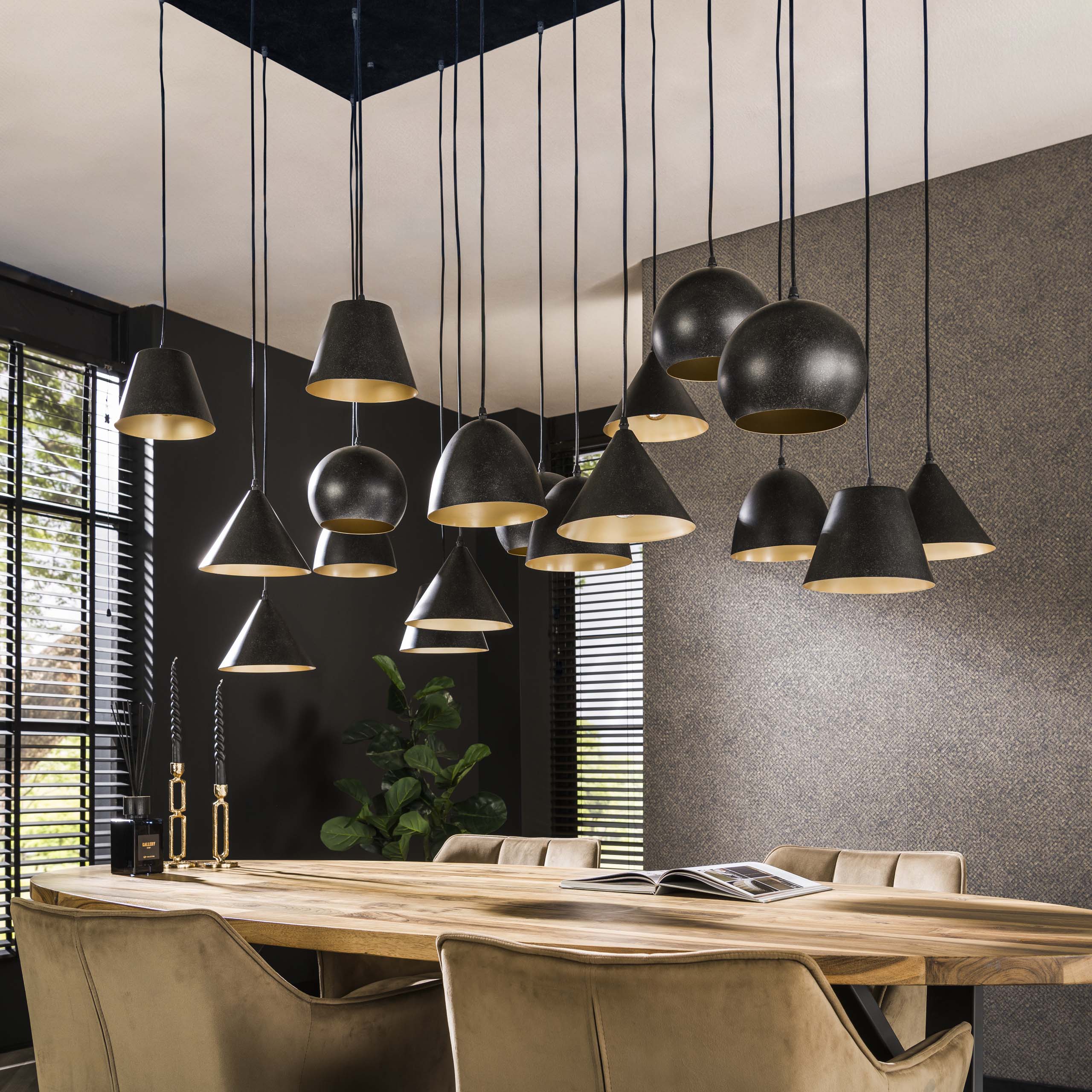 Hanglamp Metal XXL 6+6+6-lichts / Artic zwart - Zijlstra