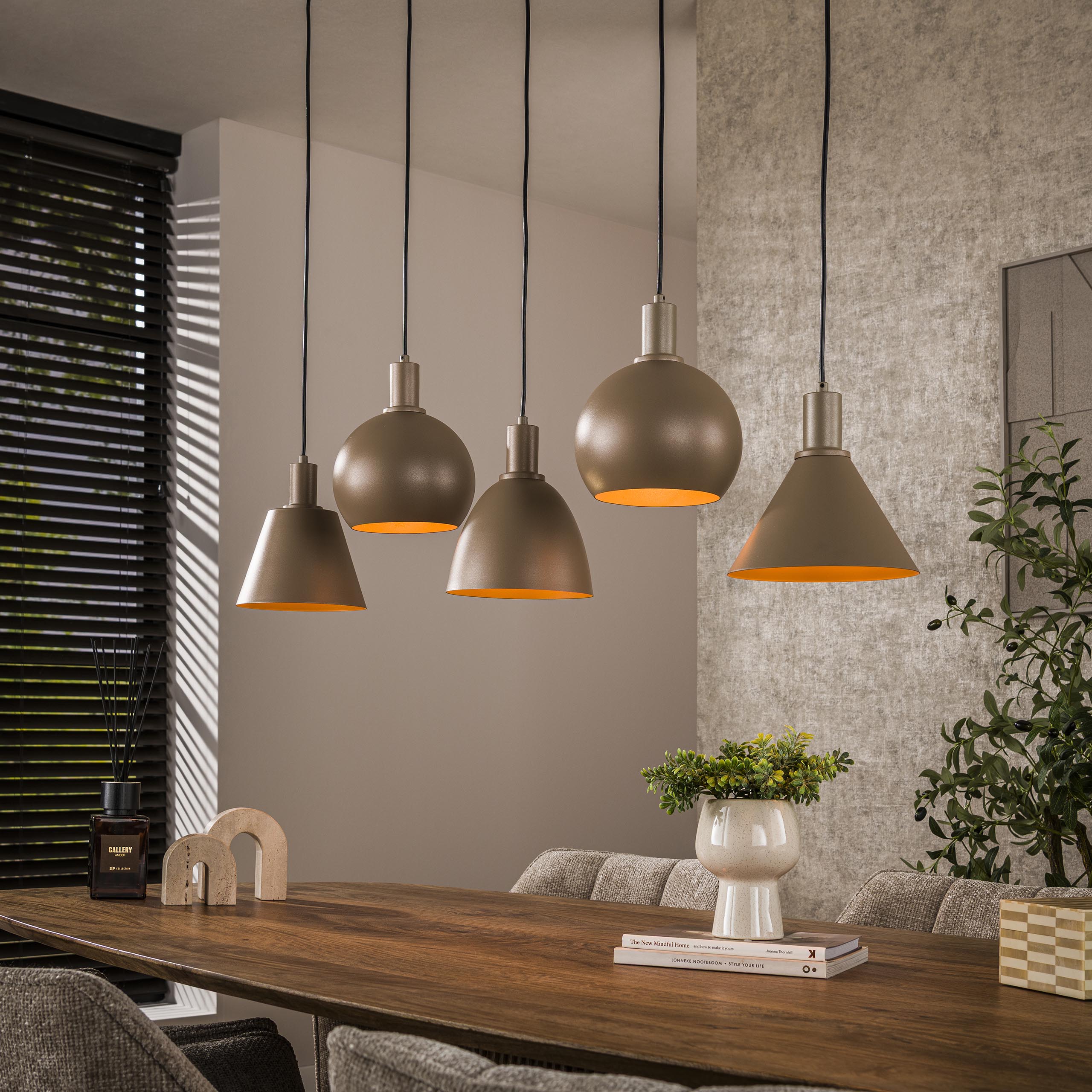 Hanglamp Metallo 5-lichts / Beige - Zijlstra