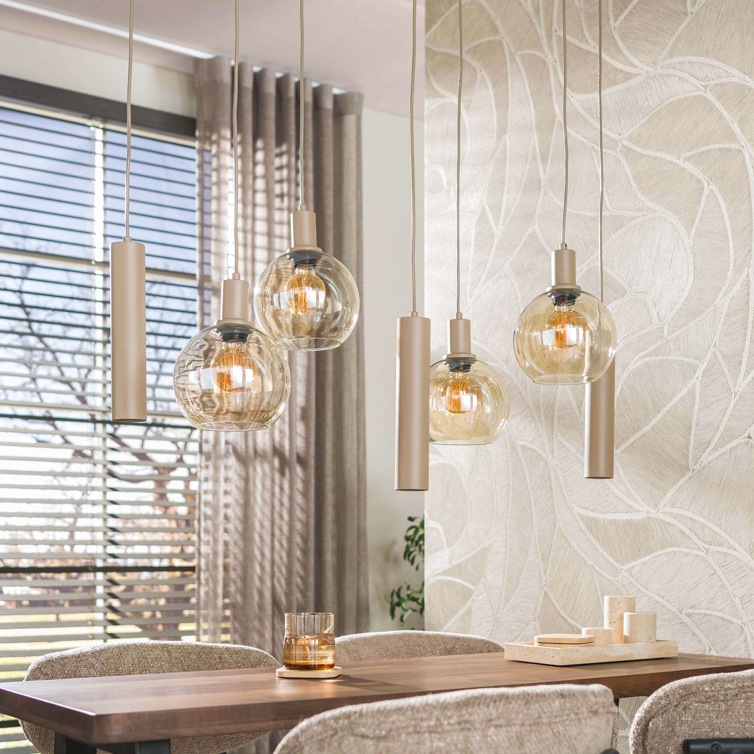 Pendelleuchte Sfera Tricolore 4+3-flammig in Beige - Emmo Design