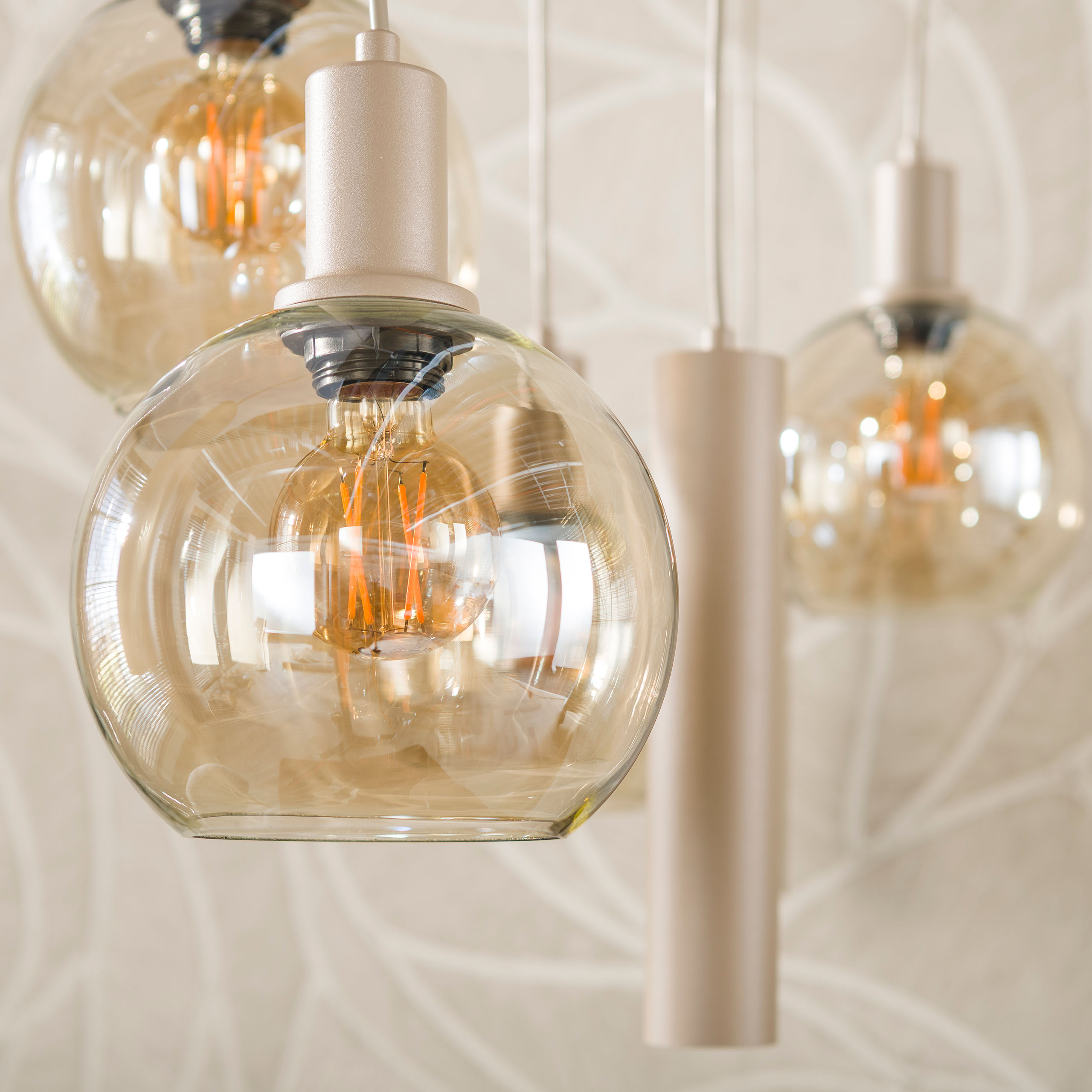 Pendelleuchte Sfera Tricolore 4+3-flammig in Beige - Emmo Design