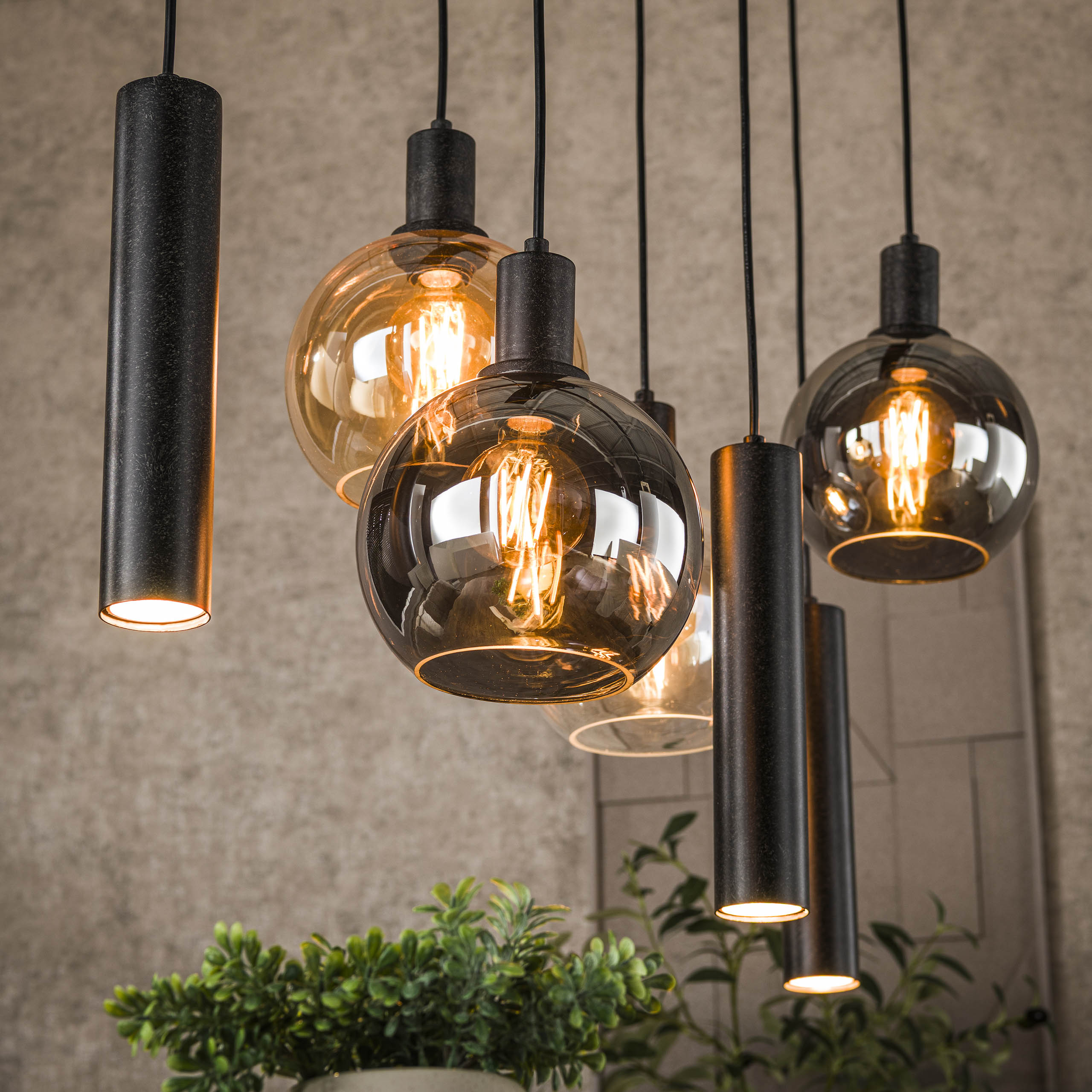 Hanglamp Sfera Tricolore 4+3-lichts / Artic zwart - Zijlstra