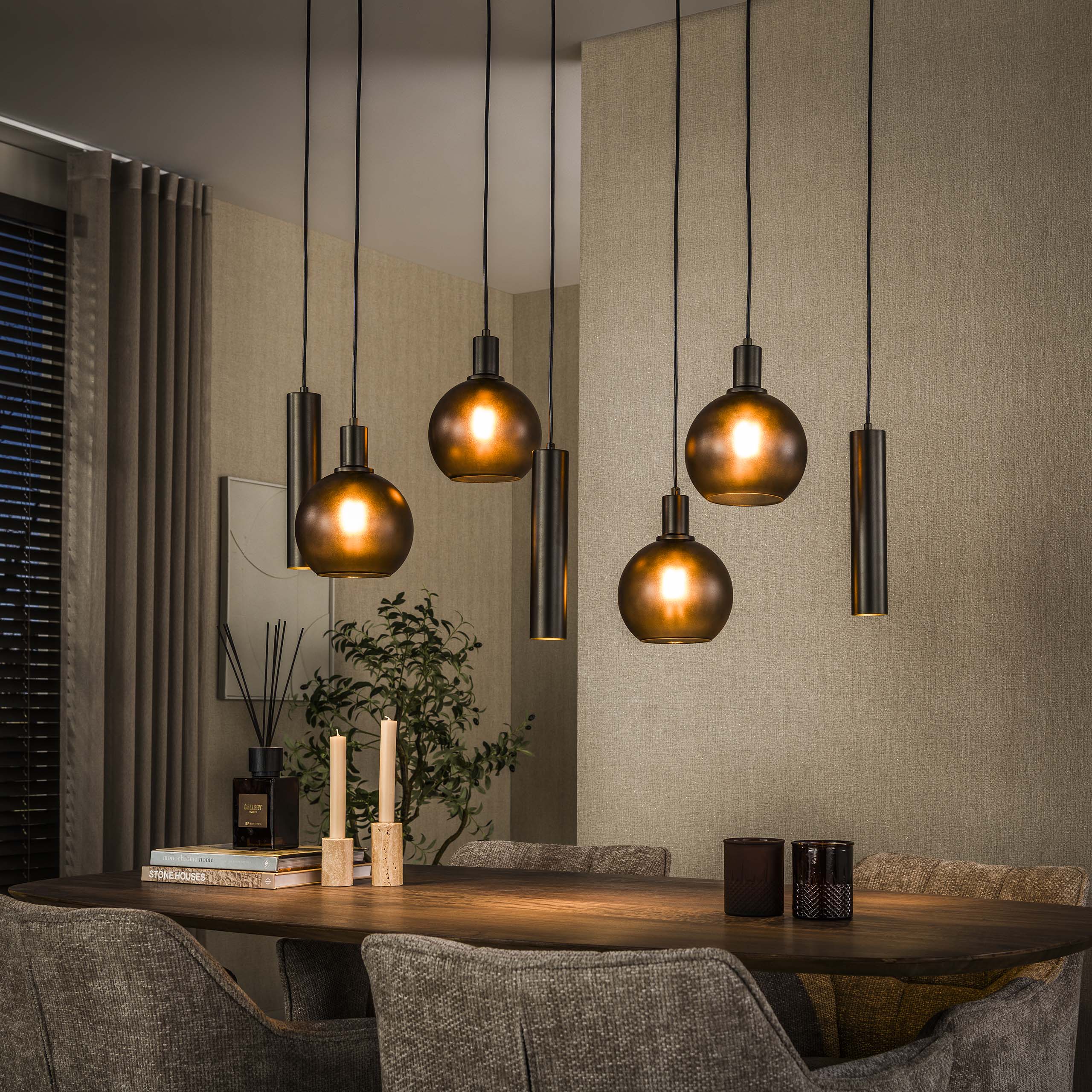 Hängeleuchte Sfera Tricolore 4+3-flammig / Sienna braun-frosted - Zijlstra