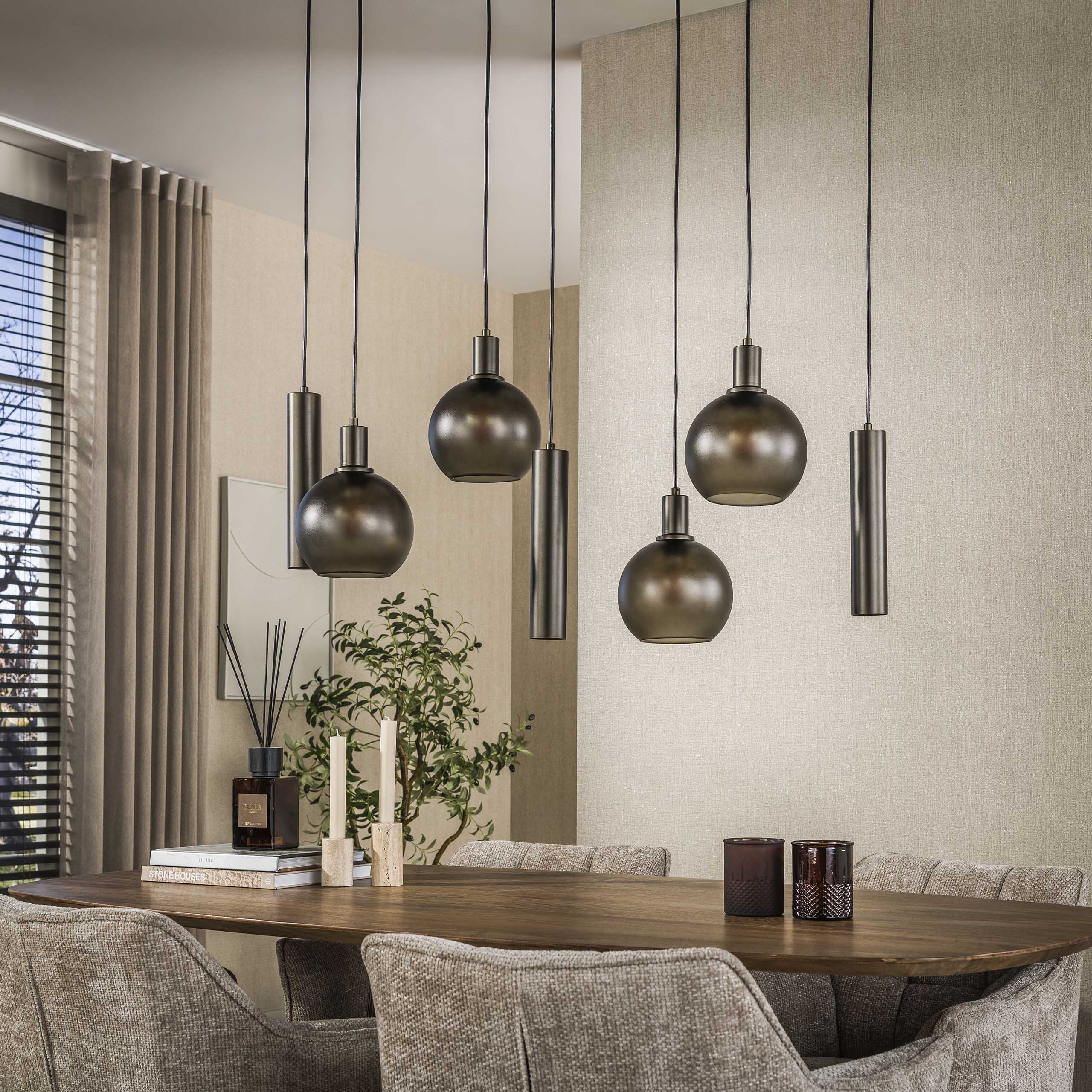 Pendelleuchte Sfera Tricolore 4+3-flammig in Sienna Braun satiniert (Sienna Braun-frosted) - Emmo Design