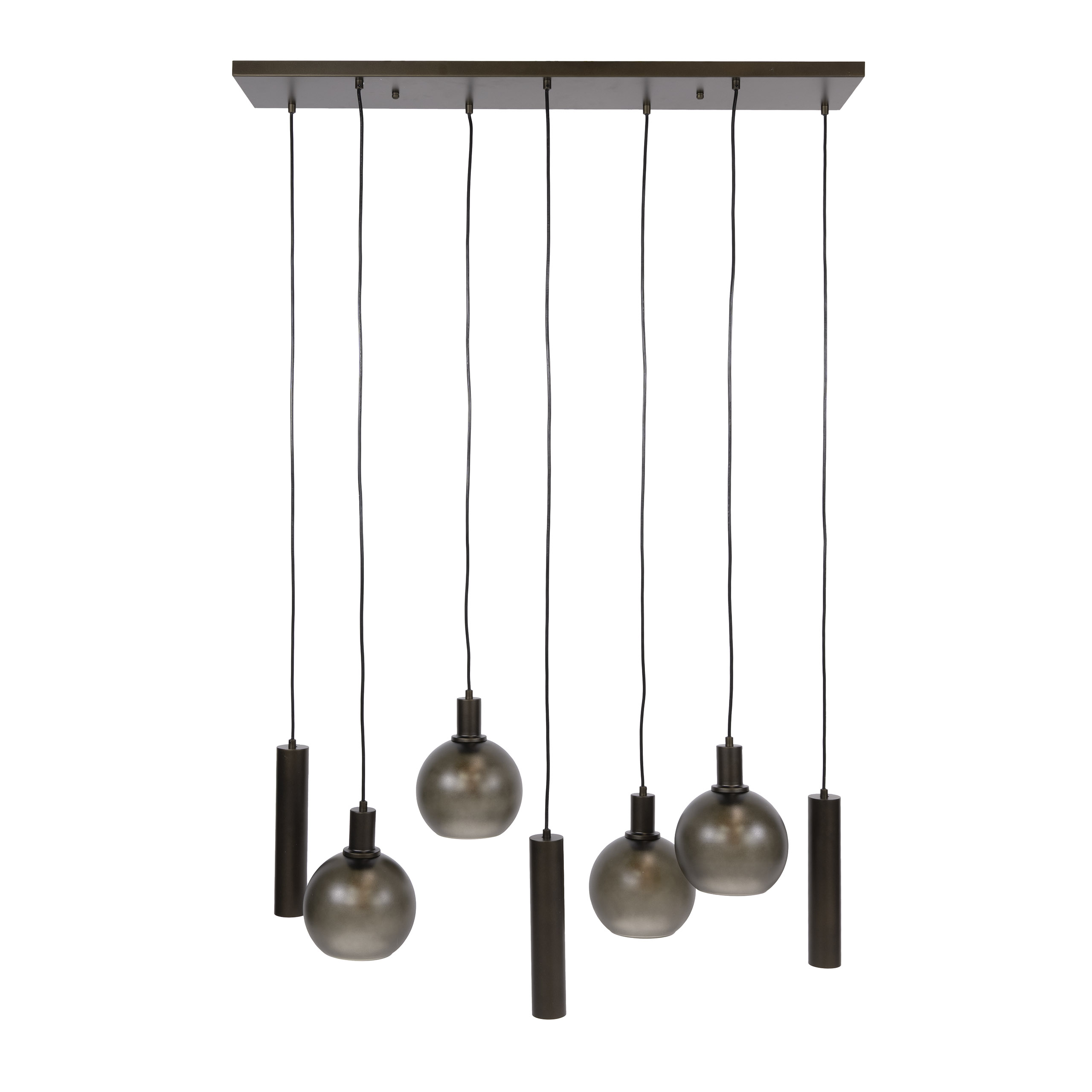 Hanglamp Sfera Tricolore 4+3-lichts / Sienna bruin-frosted - Zijlstra