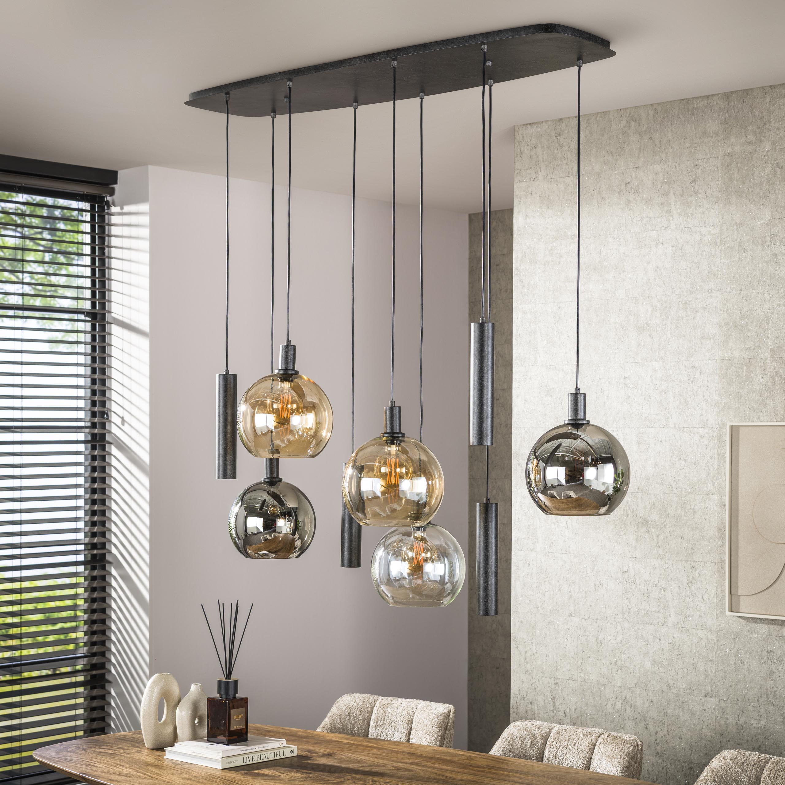 Hanglamp Sfera Tricolore 5+4-lichts / Artic zwart - Zijlstra