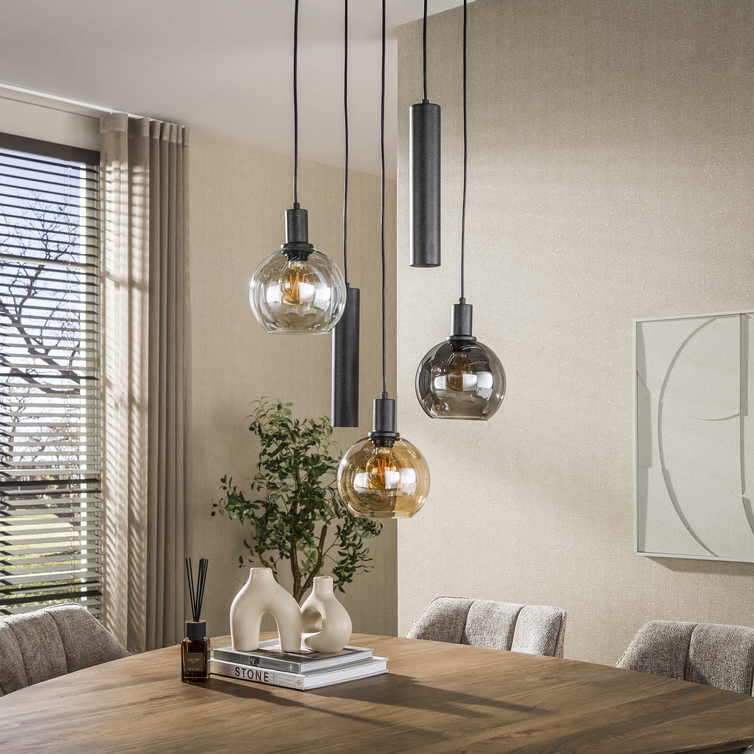 Hanglamp Sfera Tricolore getrapt 5-lichts / Artic zwart - Zijlstra