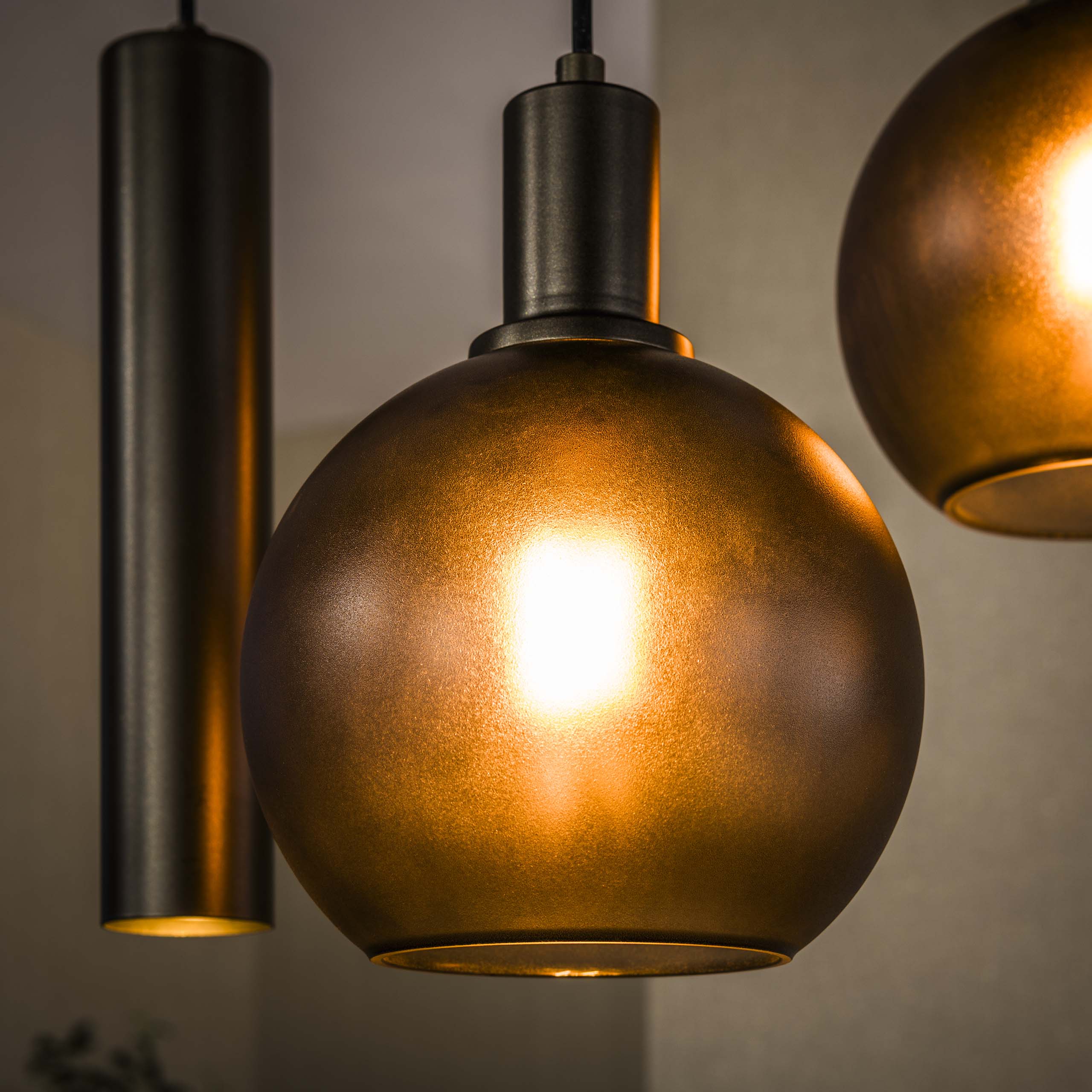 Pendelleuchte Sfera Tricolore getrapt 5-flammig in Sienna Braun satiniert (Sienna Braun-frosted) - Emmo Design
