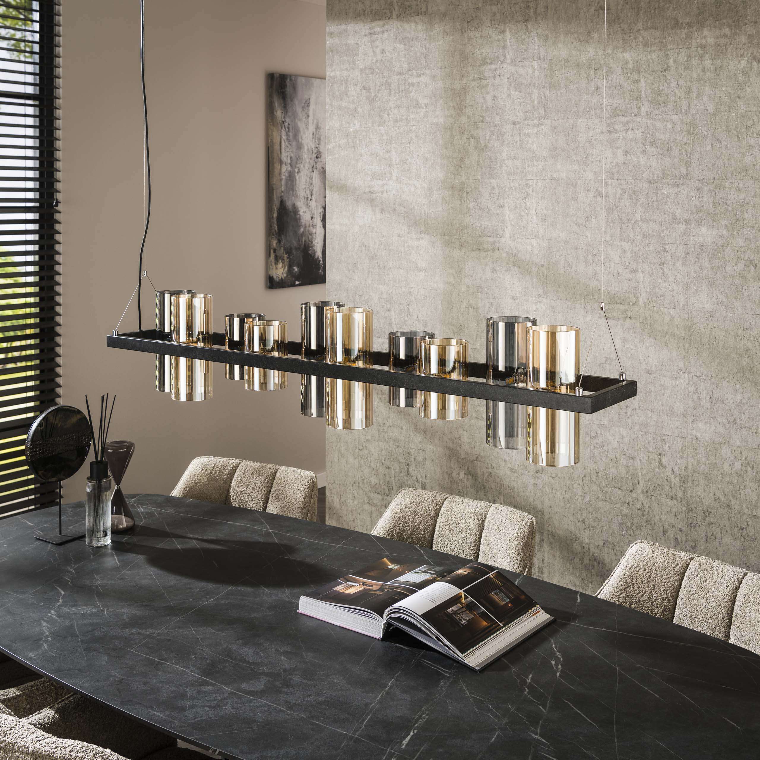 Hanglamp Cylinder Glass 10-light / Artic zwart - Zijlstra