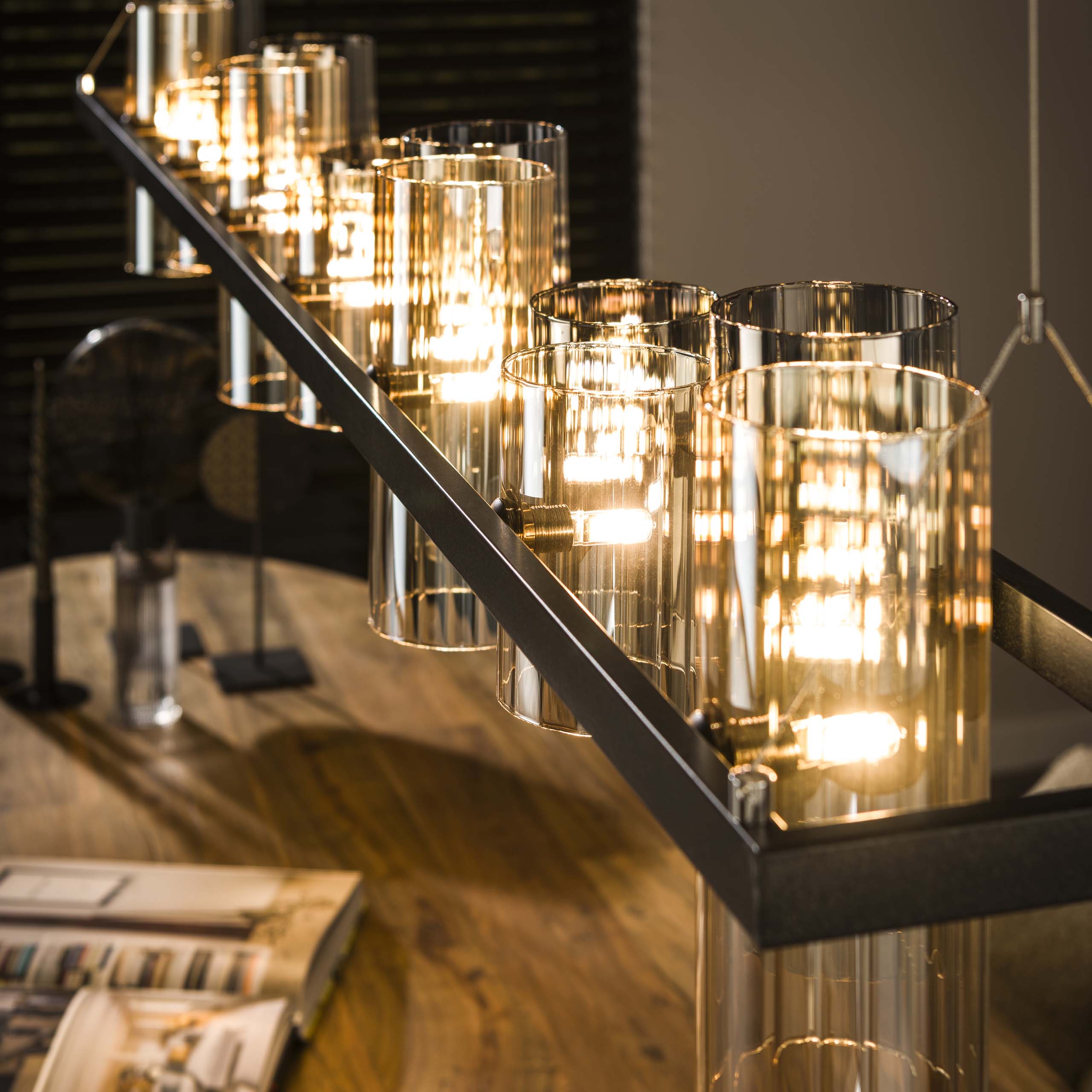 Hanglamp Cylinder Glass 14-lichts / Artic zwart - Zijlstra