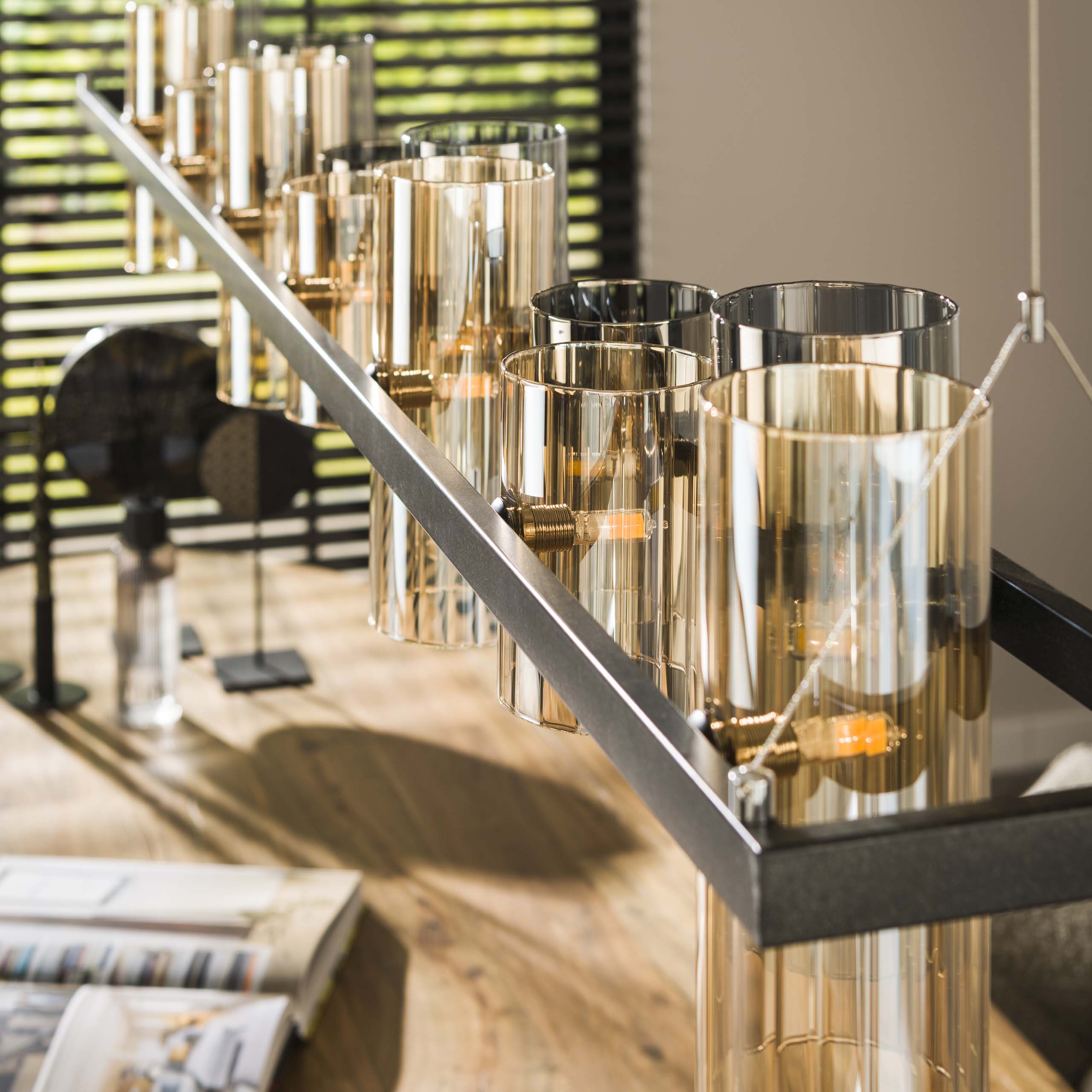 Hanglamp Cylinder Glass 14-lichts / Artic zwart - Zijlstra