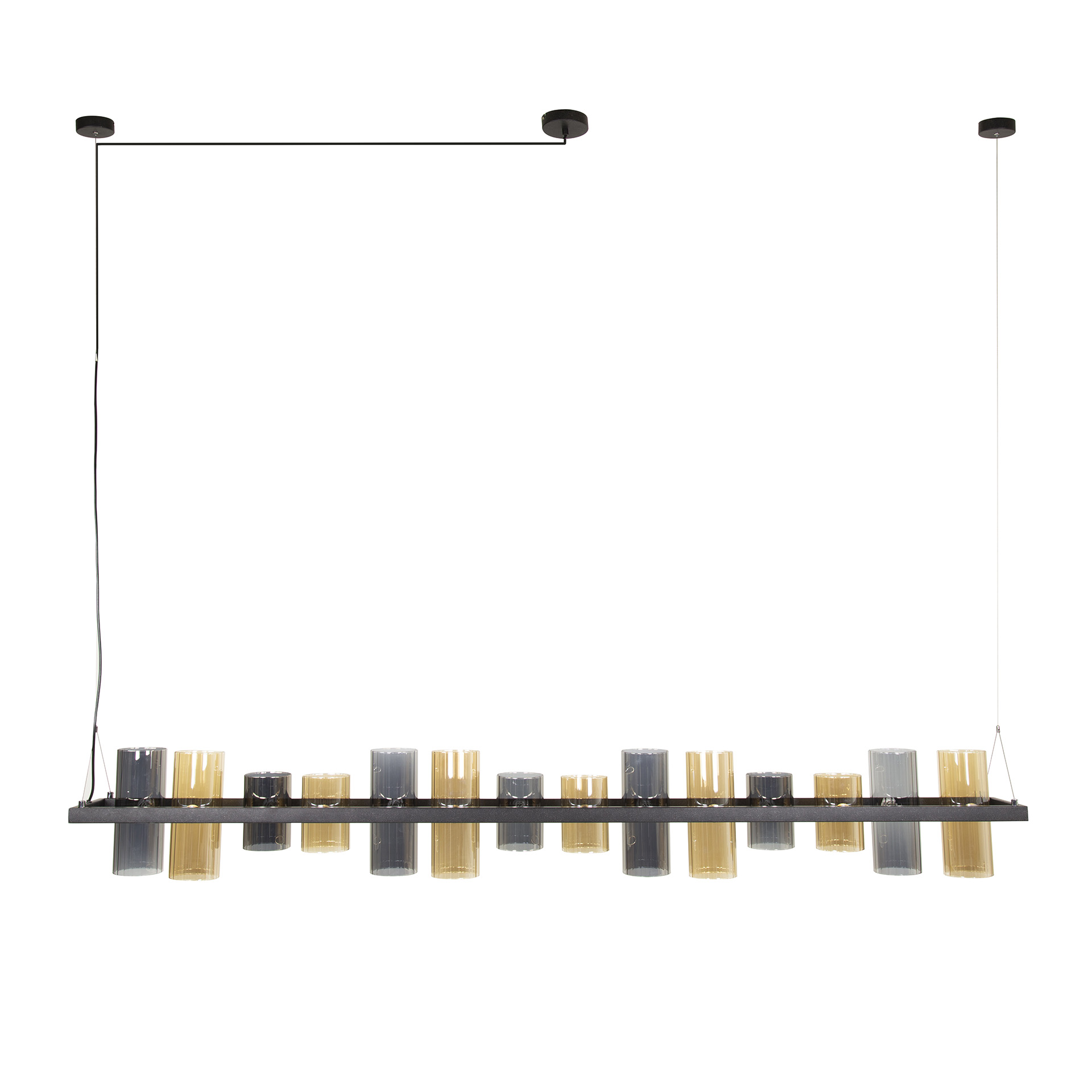 Pendelleuchte Cylinder Glass 14-flammig in Artic Schwarz - Emmo Design