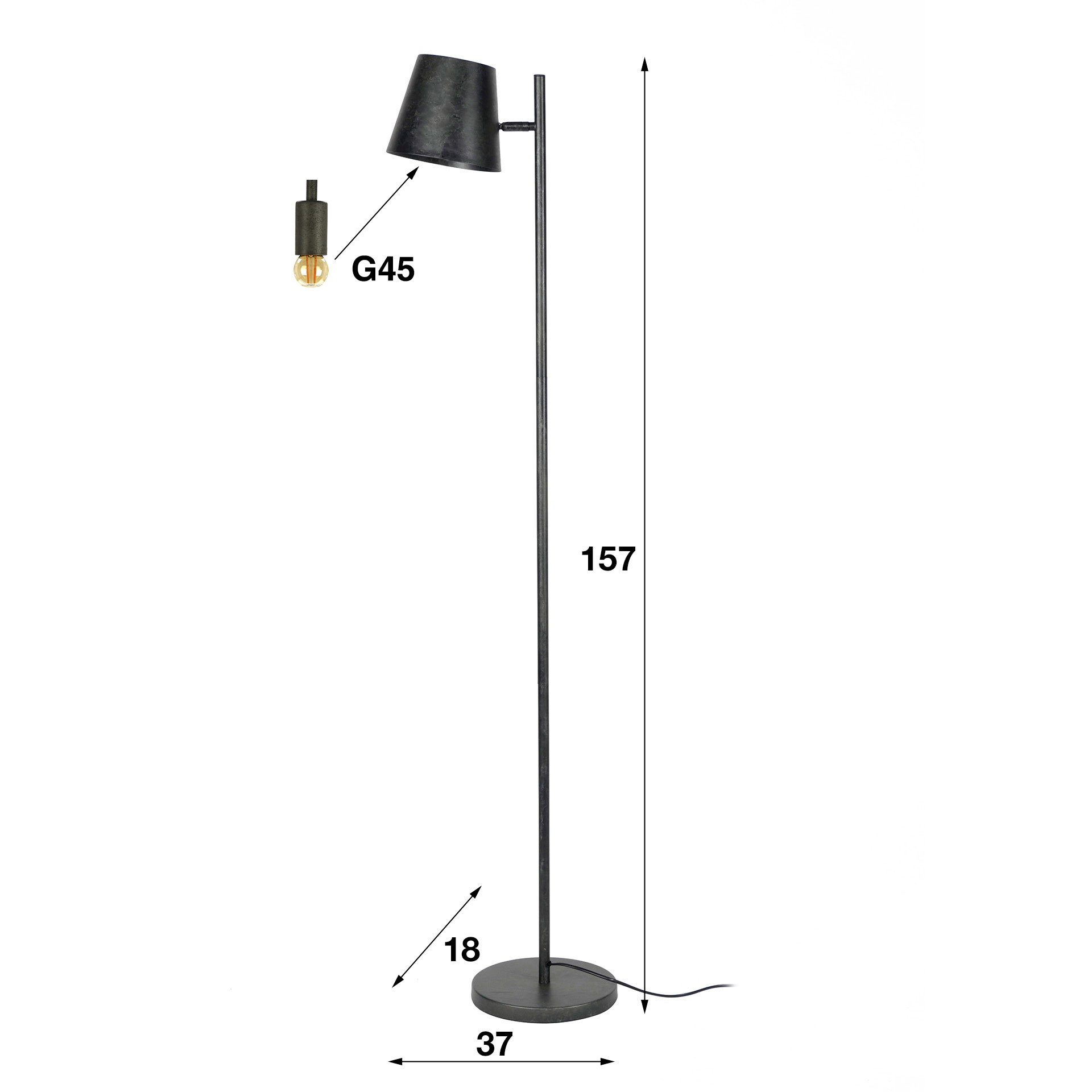 Floor Lamp Flex 1-light / Charcoal - Zijlstra