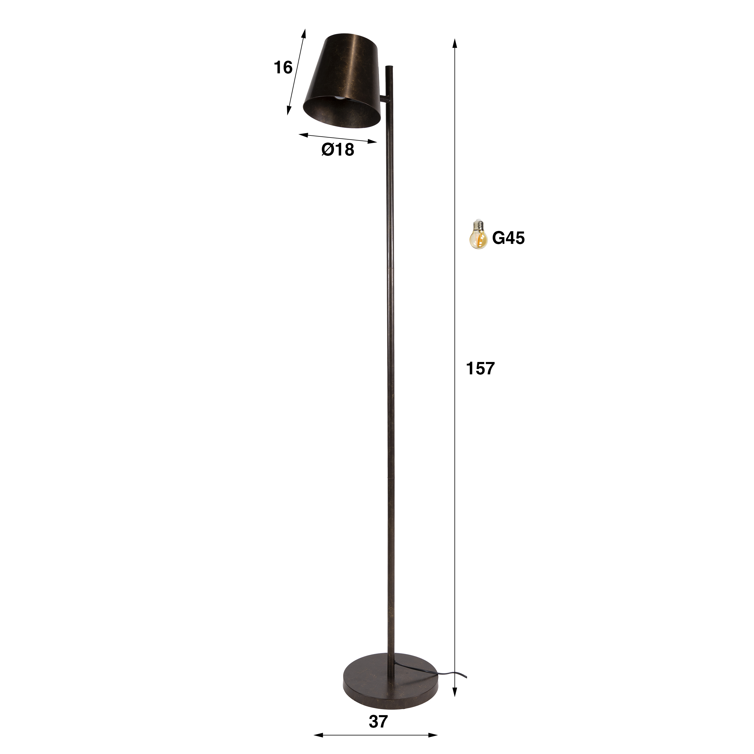 Floor Lamp Flex 1-light / Urban brown - Zijlstra