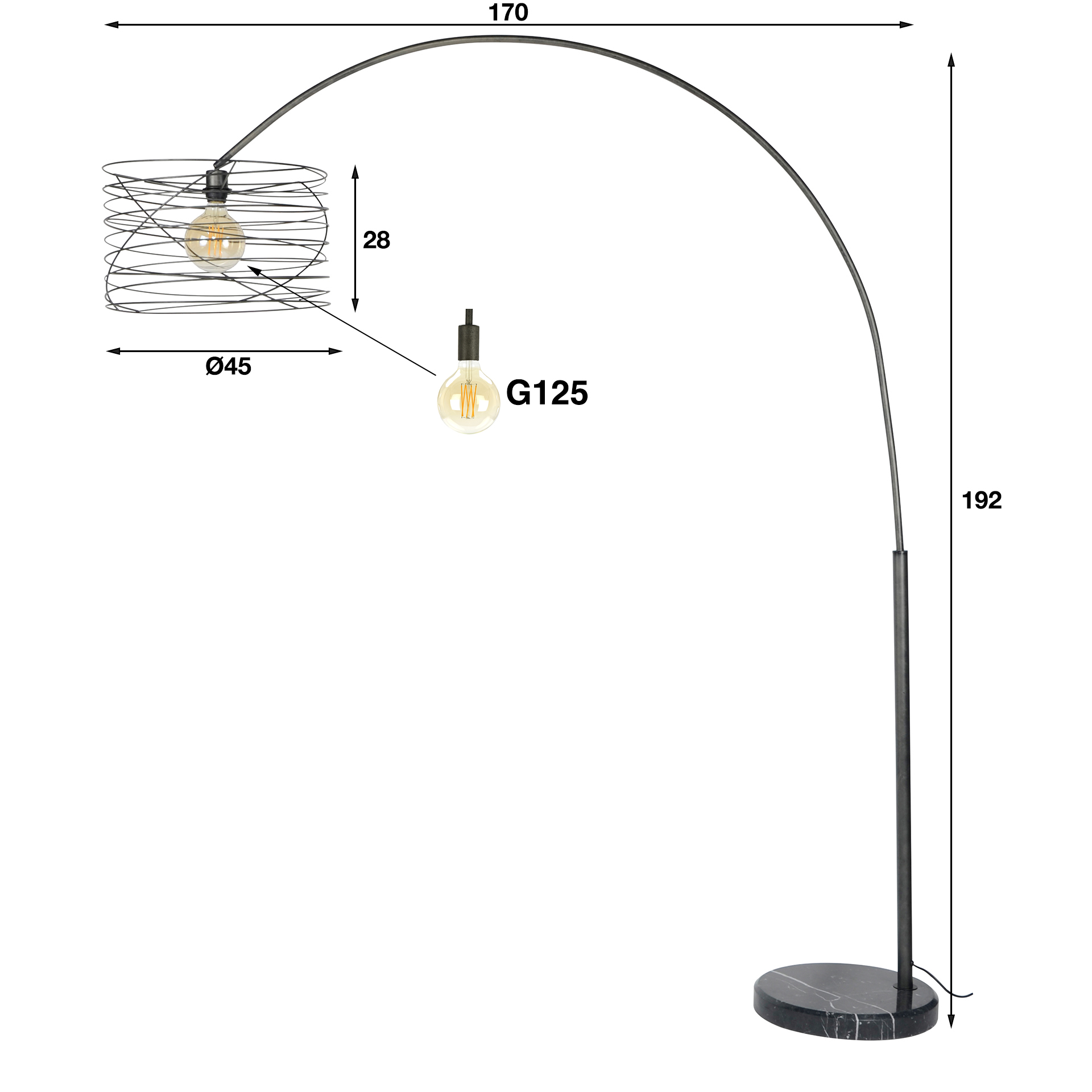 Arc Lamp Curl 1-light / Charcoal - Zijlstra