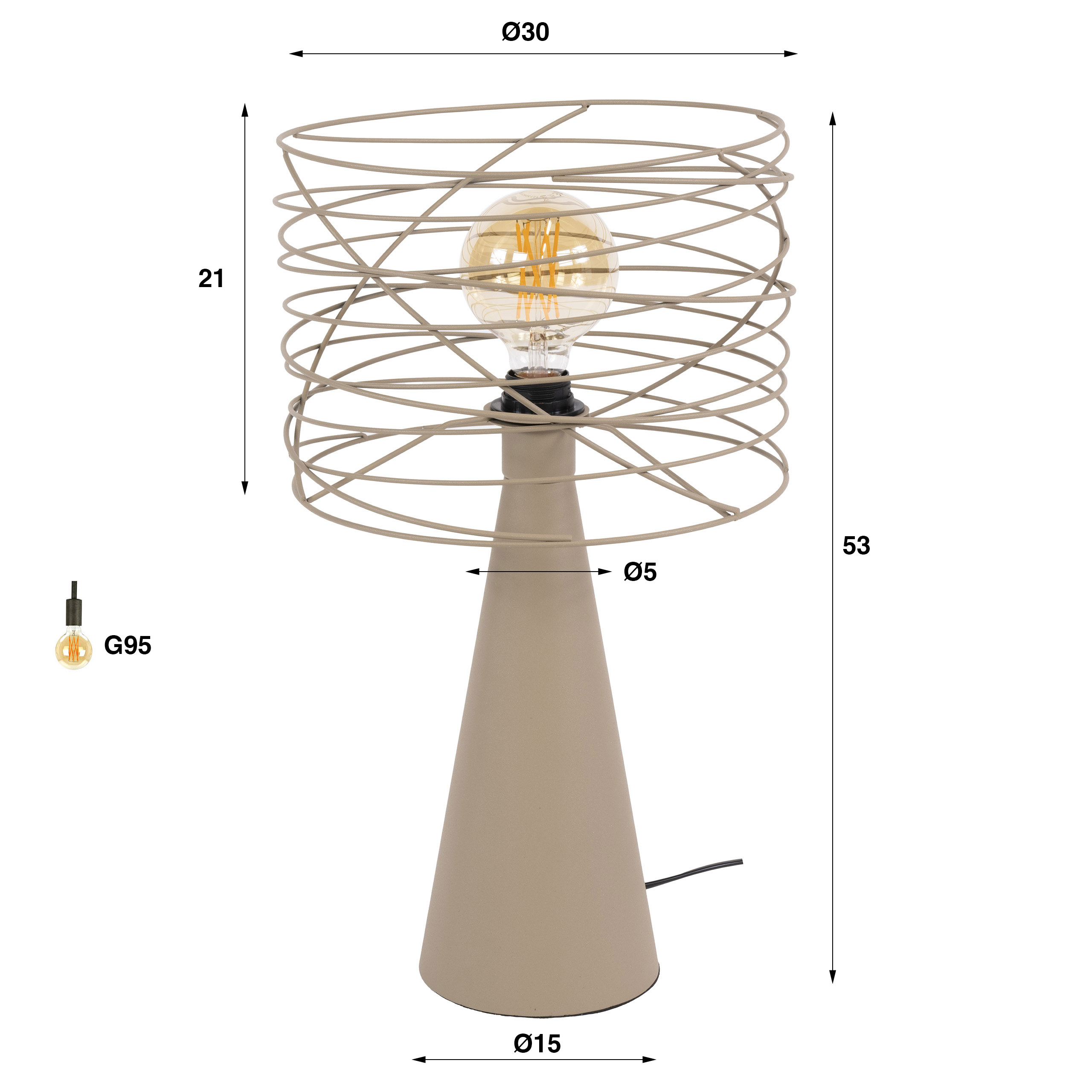Tischleuchte Curl 1-flammig in Beige - Emmo Design