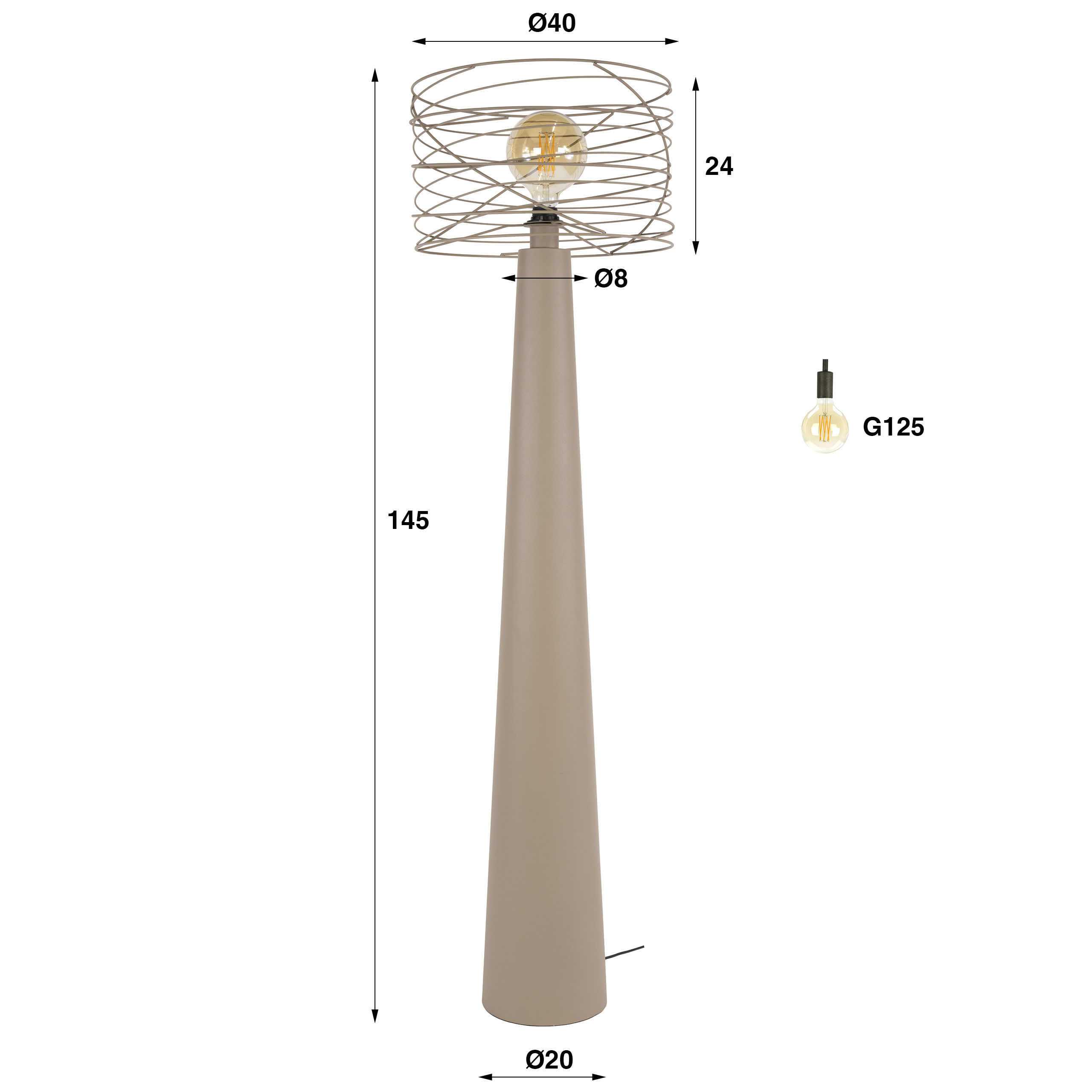 Floor Lamp Curl 1-light / Beige - Zijlstra