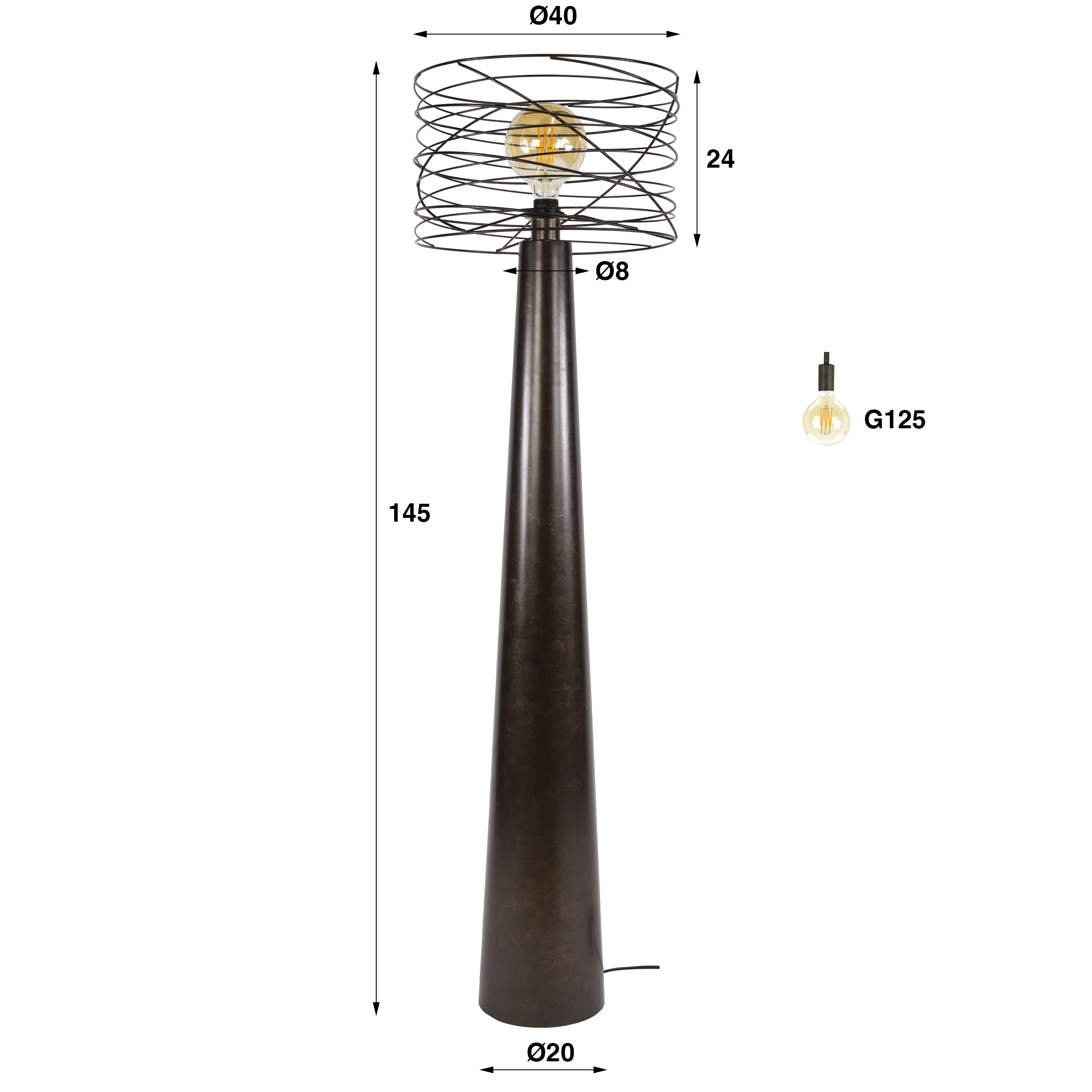 Curl Floor Lamp 1-light / Urban brown - Zijlstra