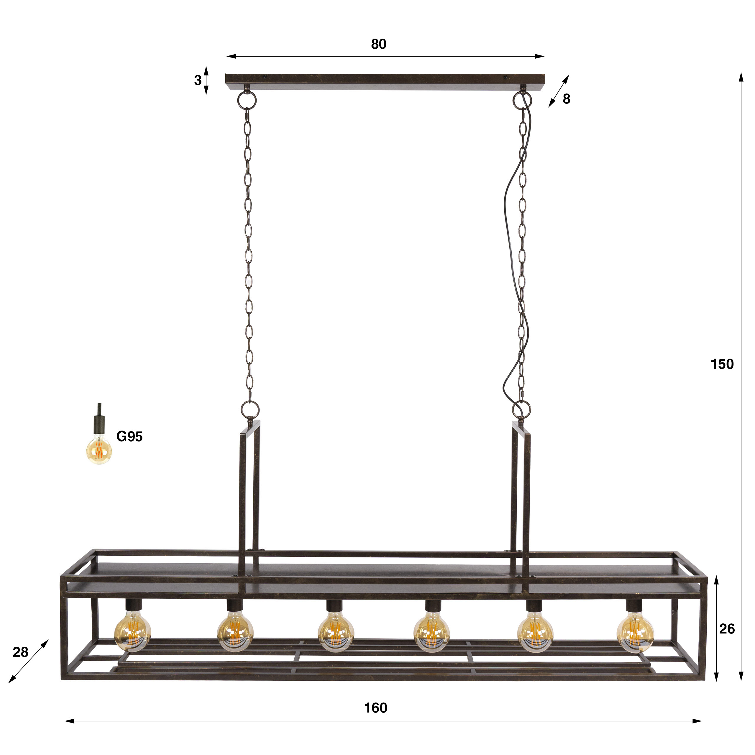 Hanglamp Decorate 6-lichts / Urban bruin - Zijlstra