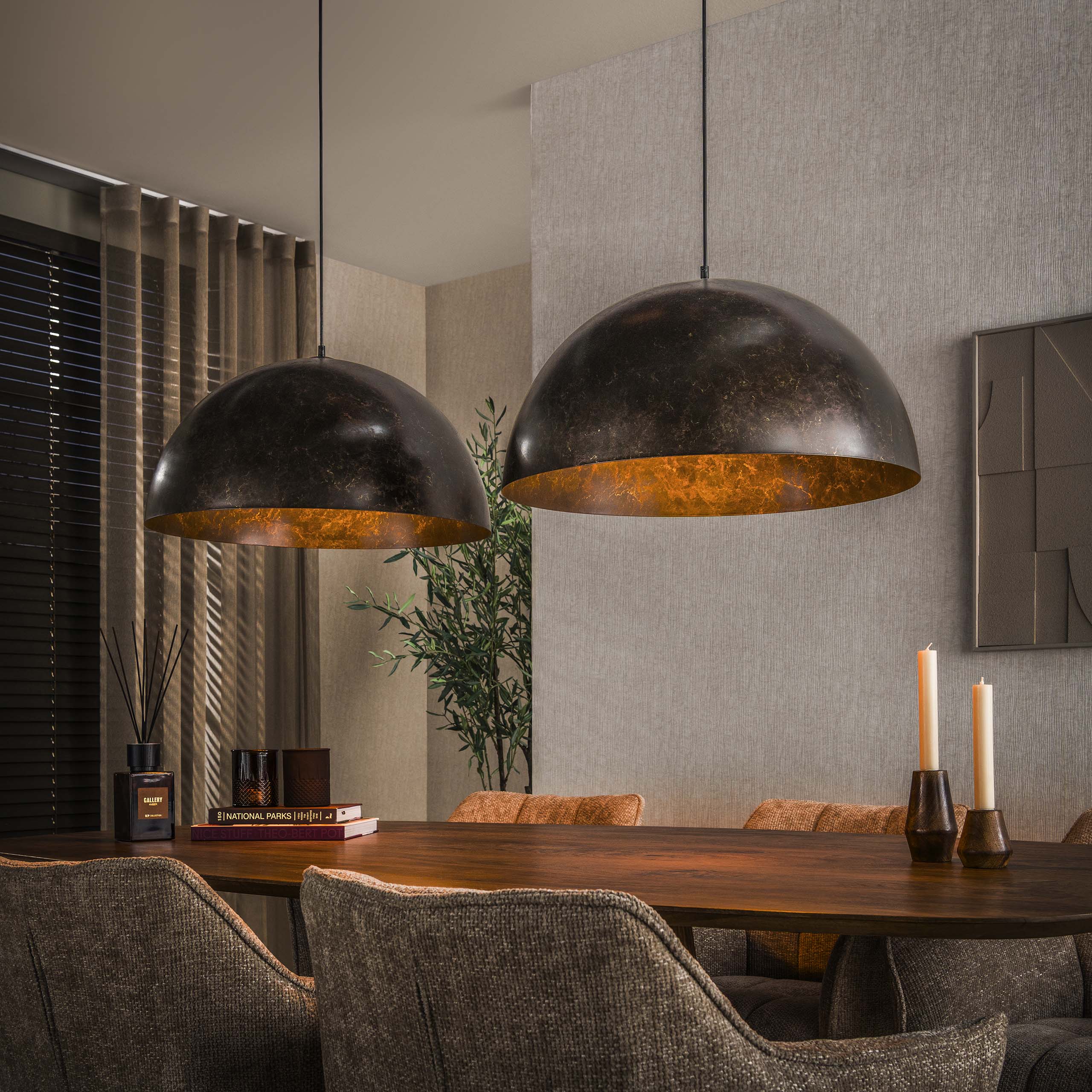 Hängeleuchte Dome 2-flammig Ø60cm / Urban Braun - Zijlstra
