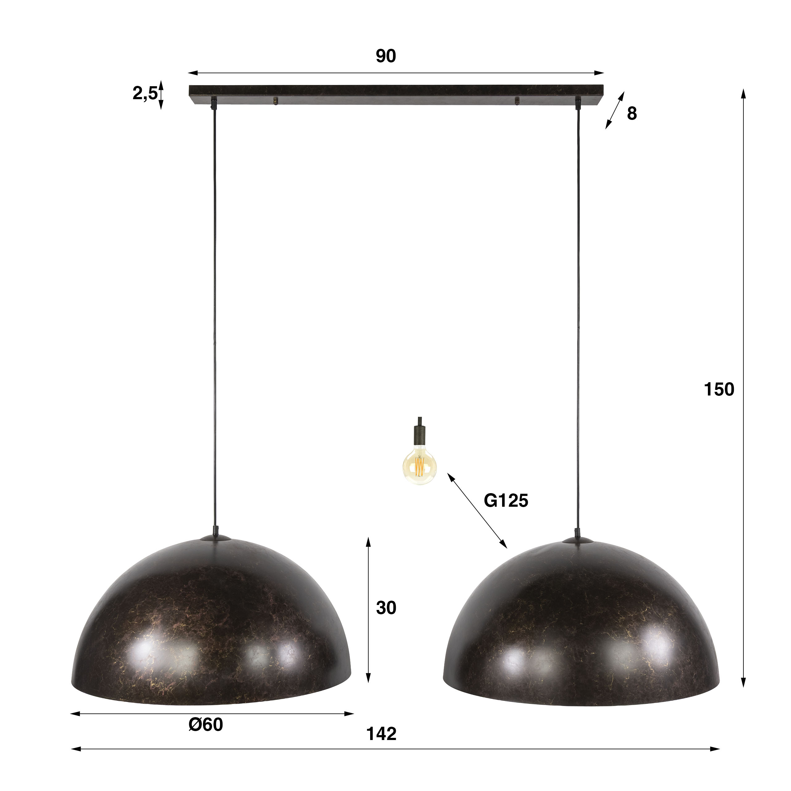 Pendelleuchte Dome 2-flammig Ø60cm in Urban Braun - Emmo Design