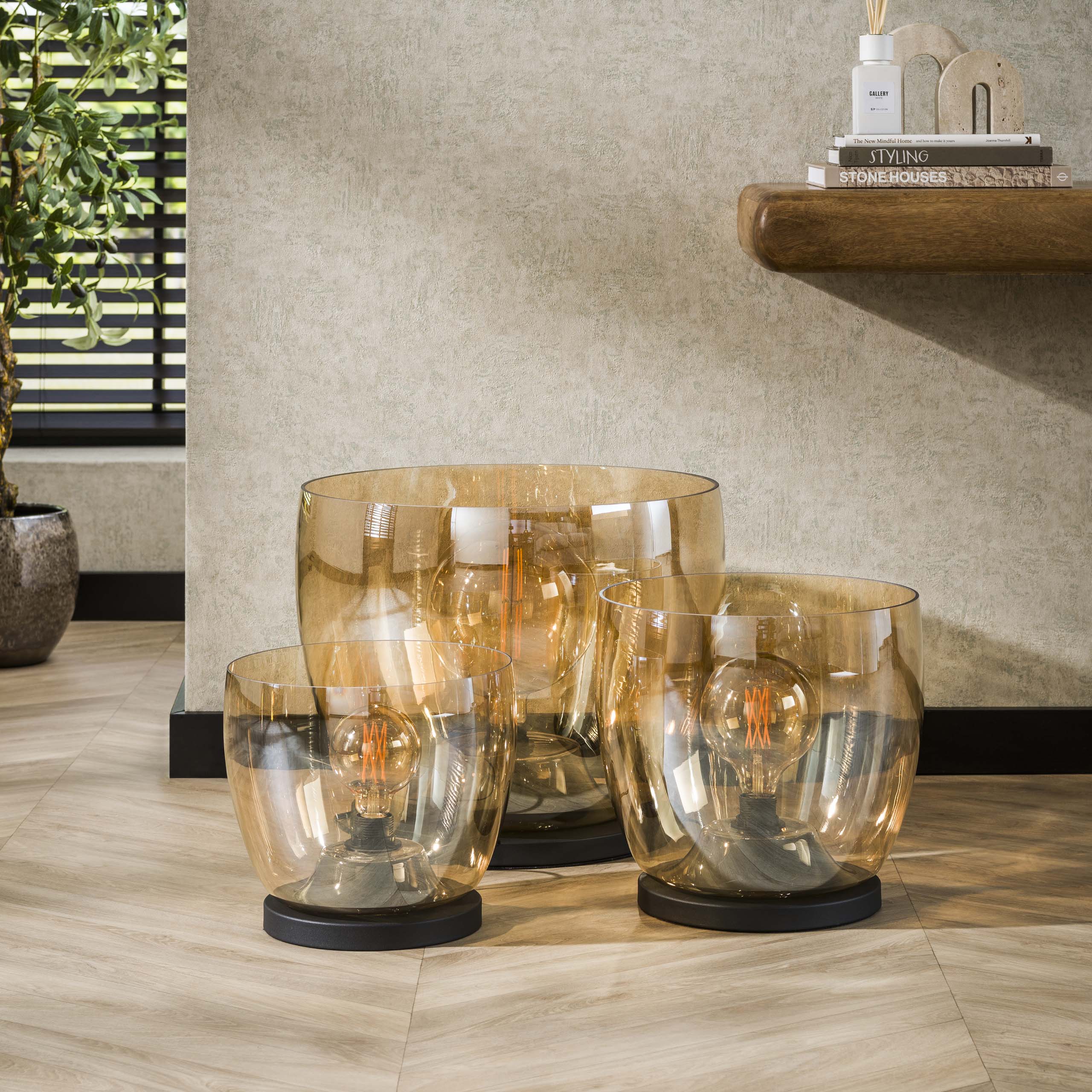 Vloerlamp UP L 1-lichts / Amber glas - Zijlstra