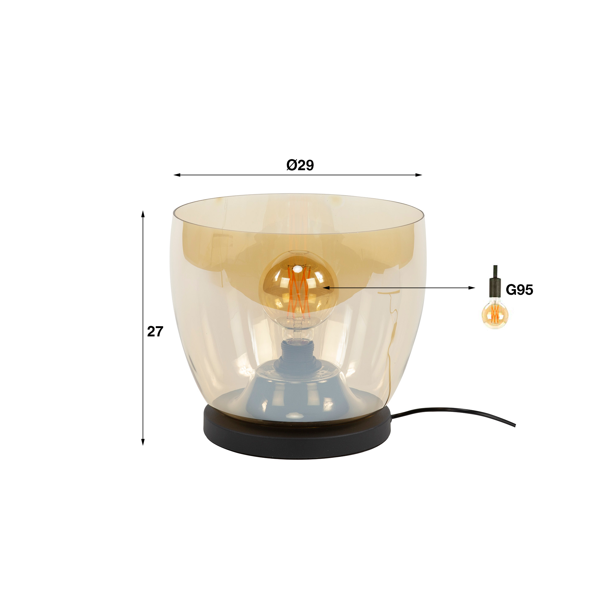 Floor lamp UP L 1-light / Amber glass - Zijlstra