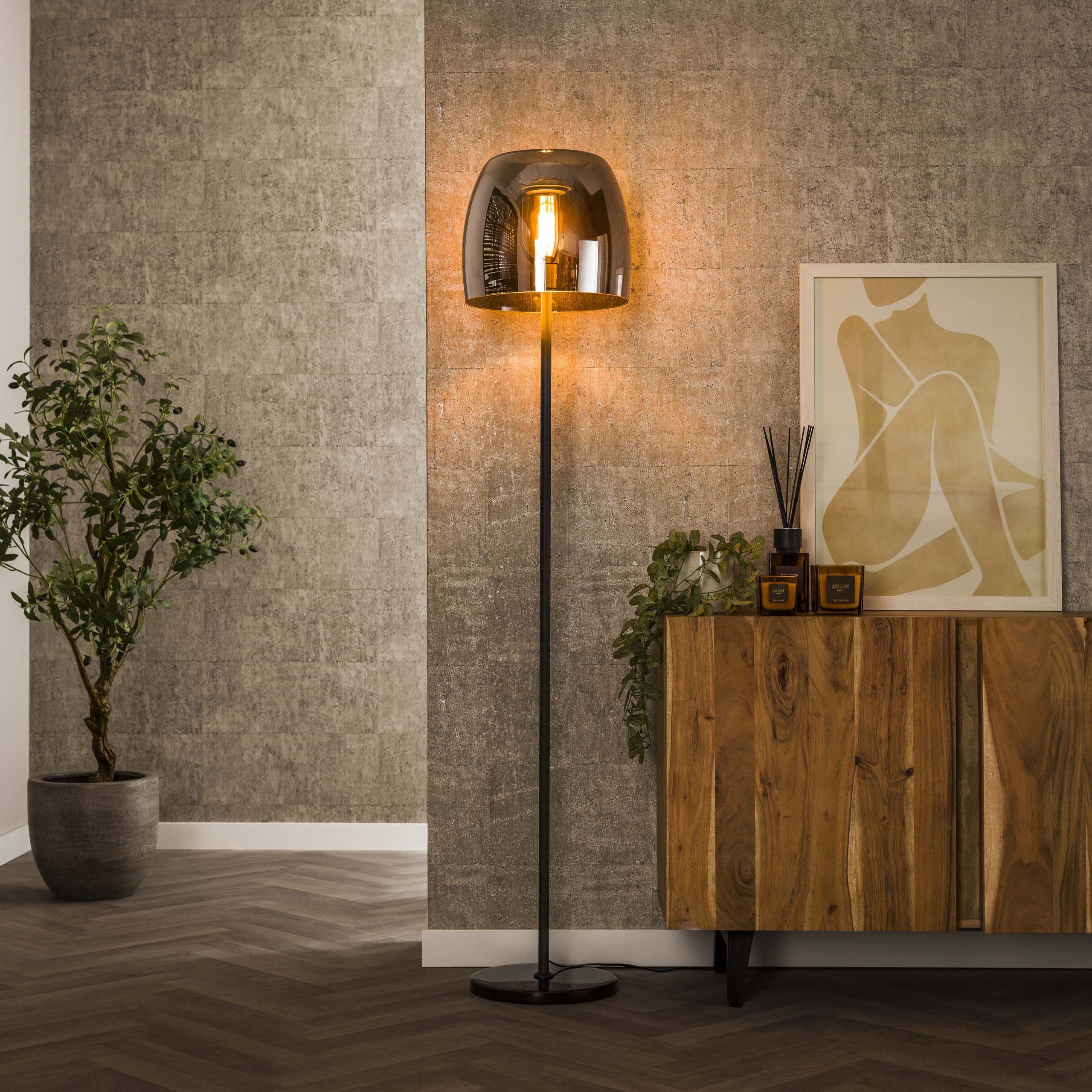 Vloerlamp Drift Glass 1-lichts / Smoke grey glas - Zijlstra