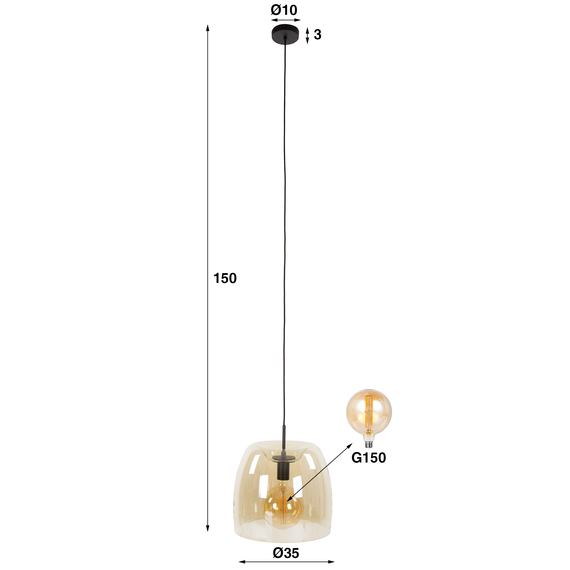 Hanglamp Drift Glass 1-lichts / Amber glas - Zijlstra