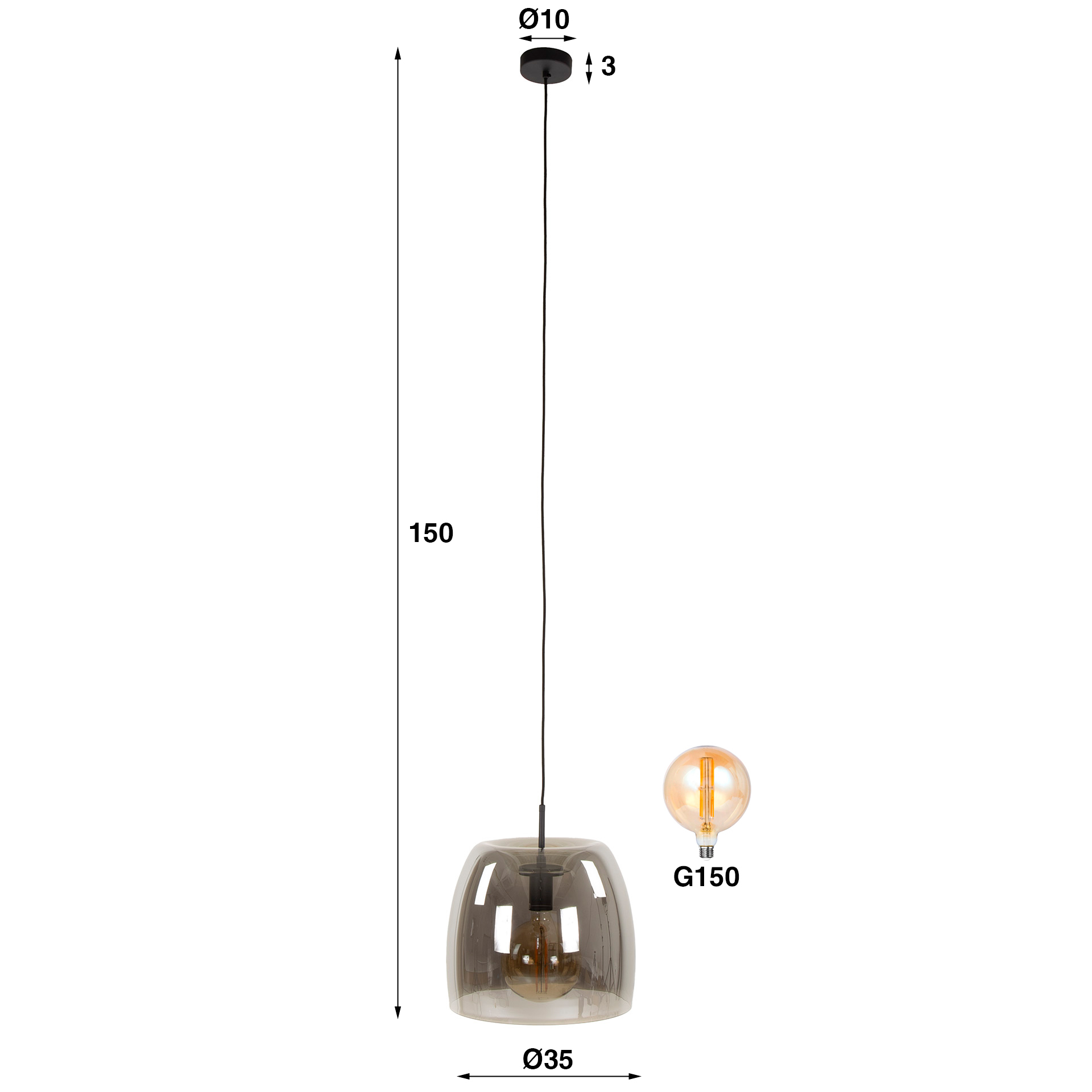 Pendelleuchte Drift Glass 1-flammig in Rauchglas Grau (Smoke grey Glas) - Emmo Design