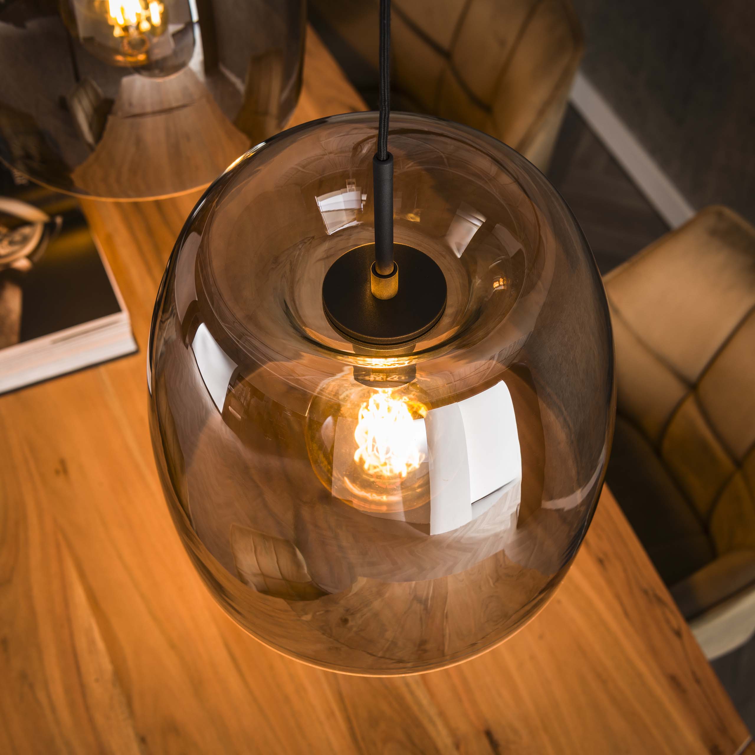 Pendelleuchte Drift Glass 3-flammig in Rauchglas Grau (Smoke grey Glas) - Emmo Design