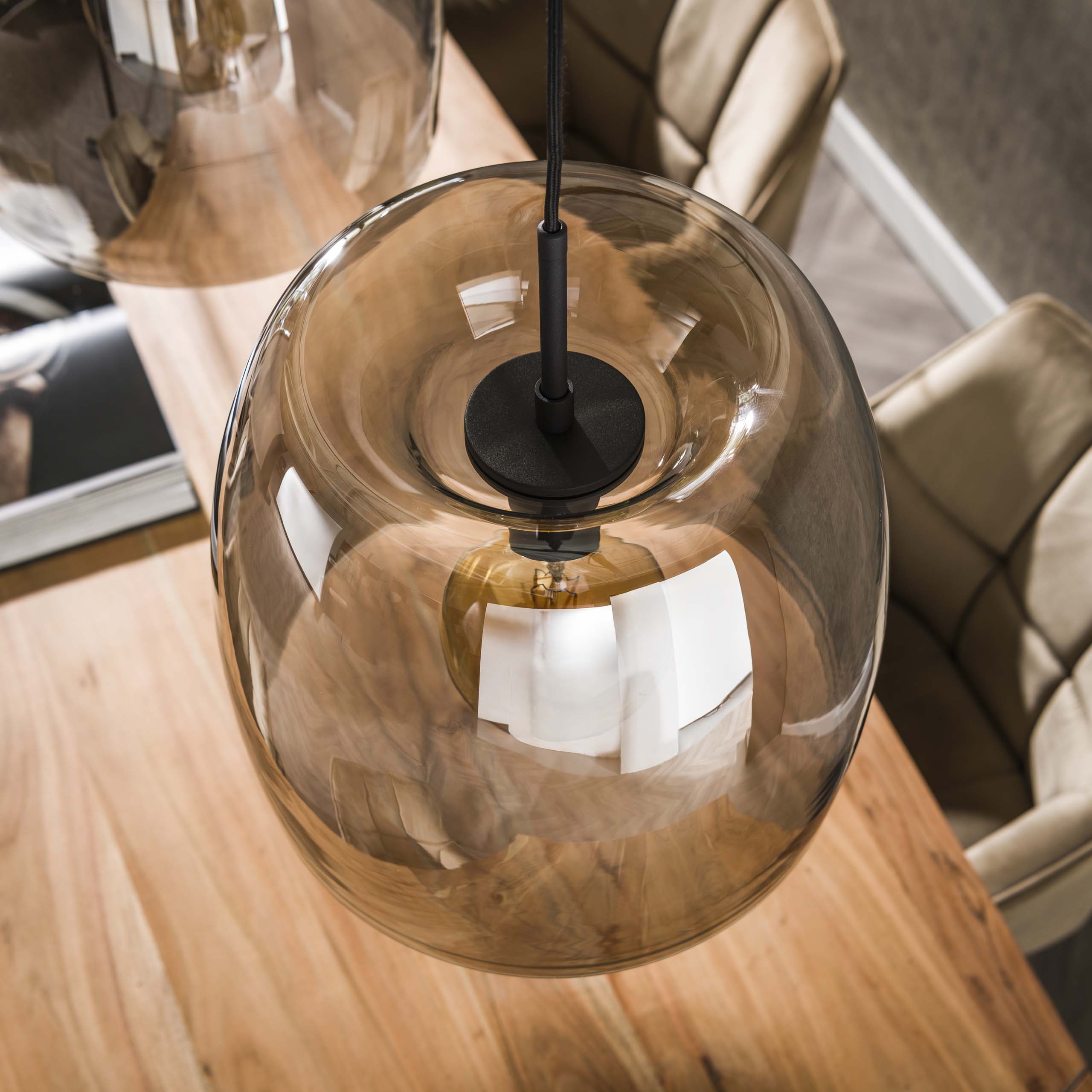 Hanglamp Drift Glass 3-lichts / Smoke grey glas - Zijlstra