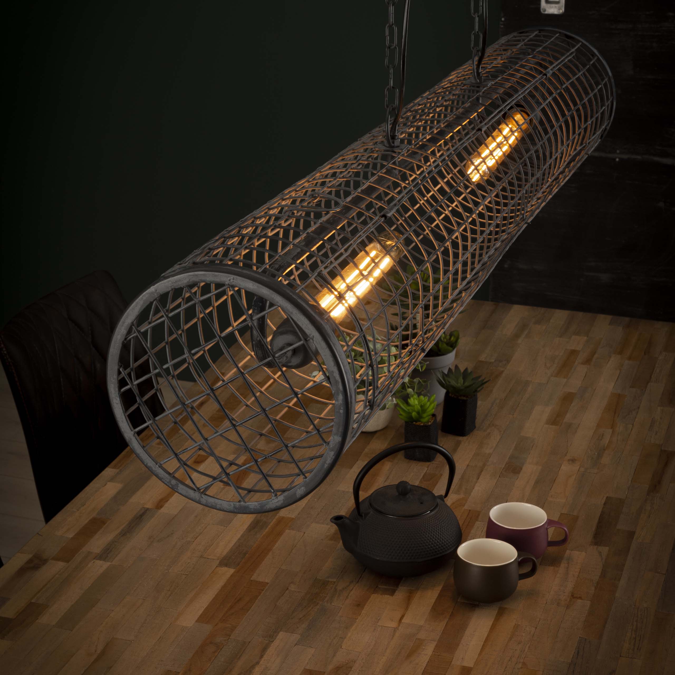 Hanglamp Cylinder Wire 2-lichts / Slate grey - Zijlstra