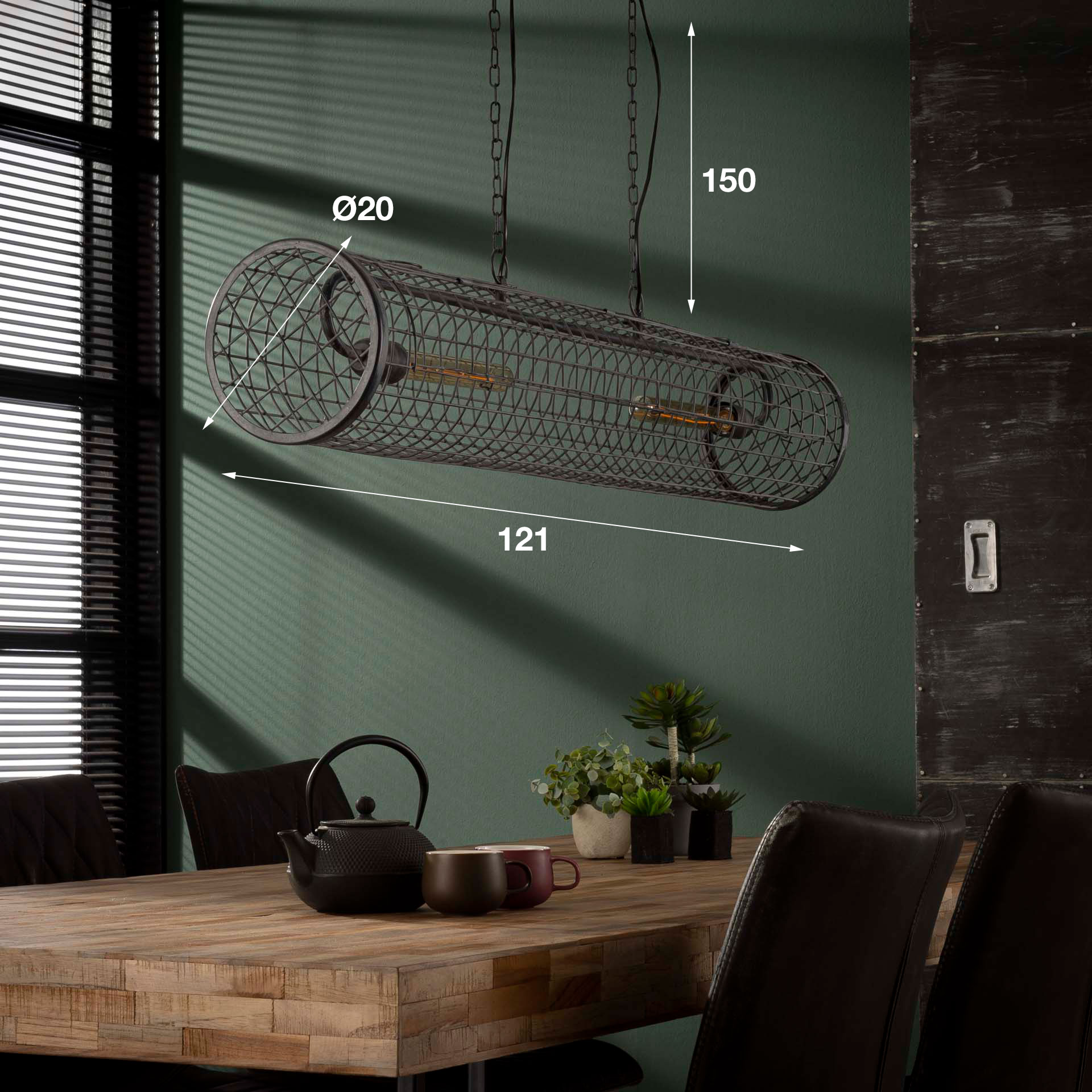 Hanglamp Cylinder Wire 2-lichts / Slate grey - Zijlstra