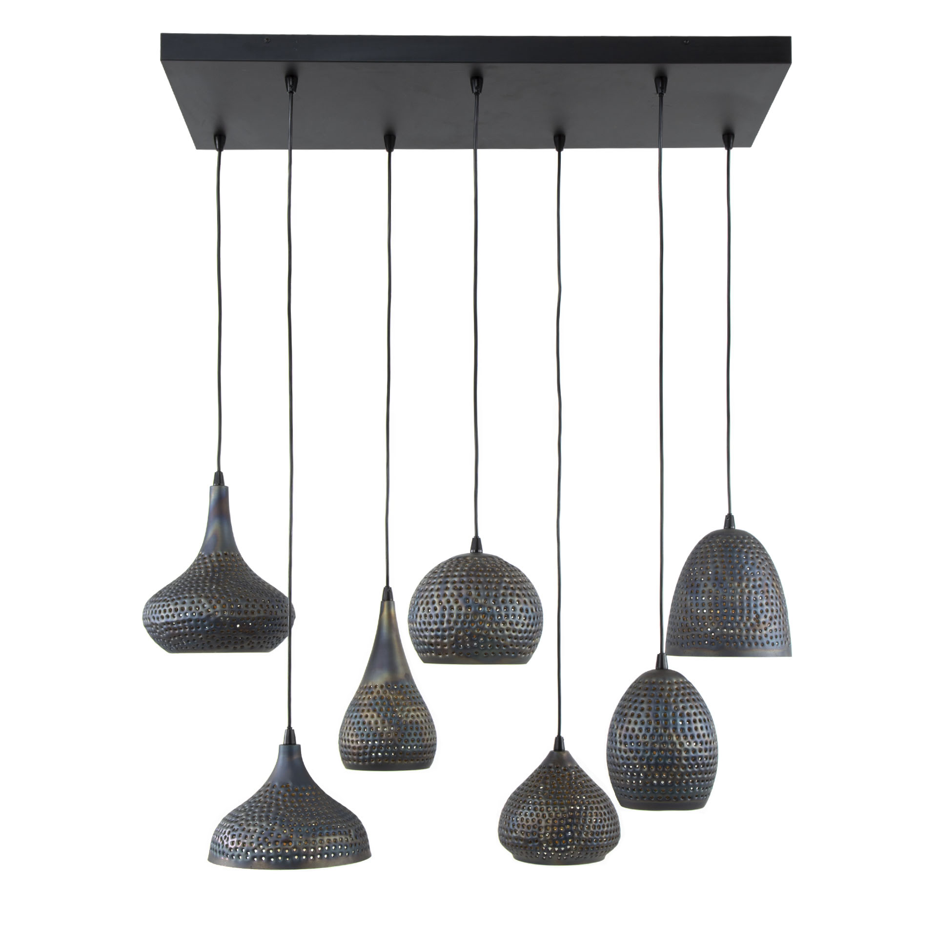 Hanglamp Punch 4+3-lichts / Zwart bruin - Zijlstra