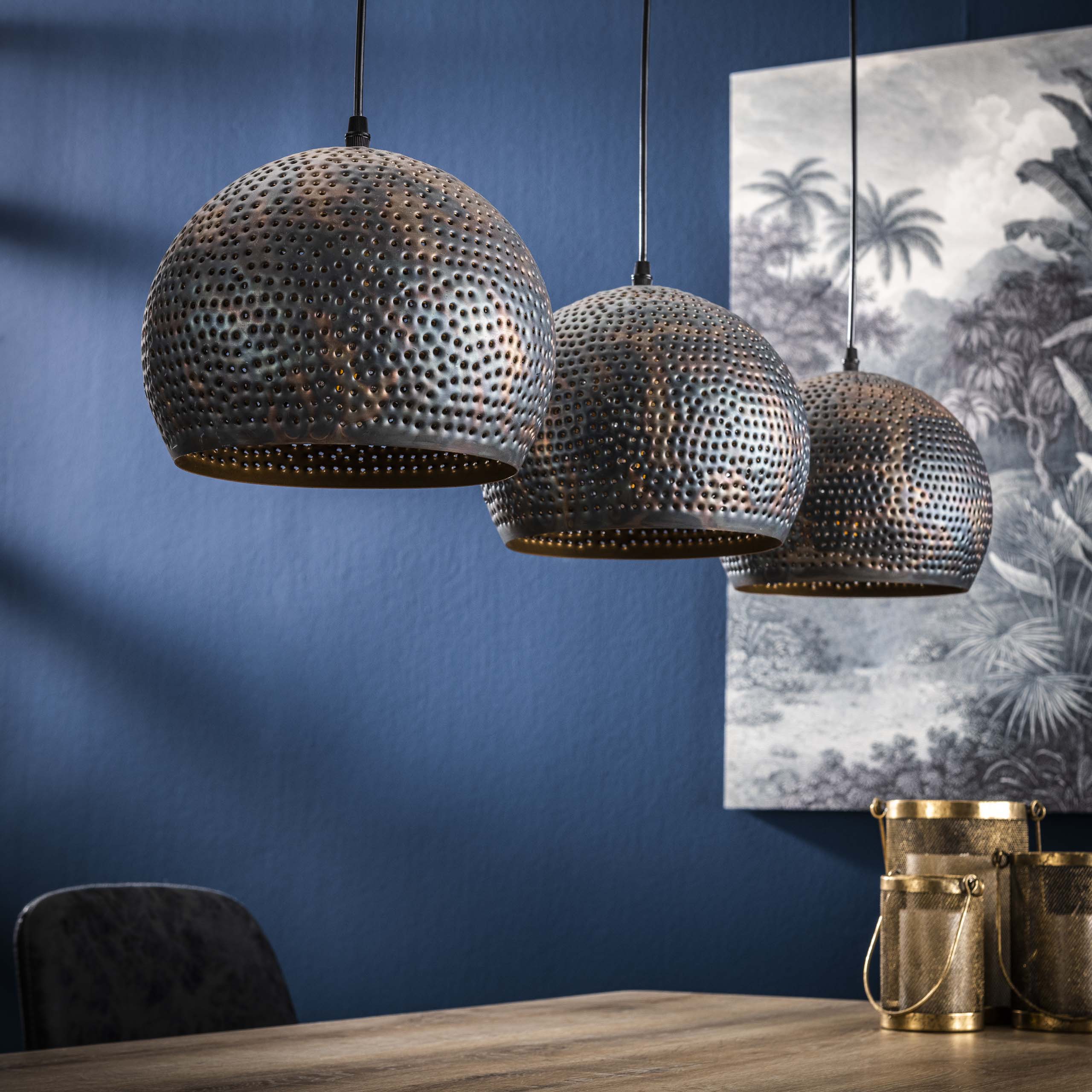Hanglamp Punch Orb 3-lichts / Zwart bruin - Zijlstra