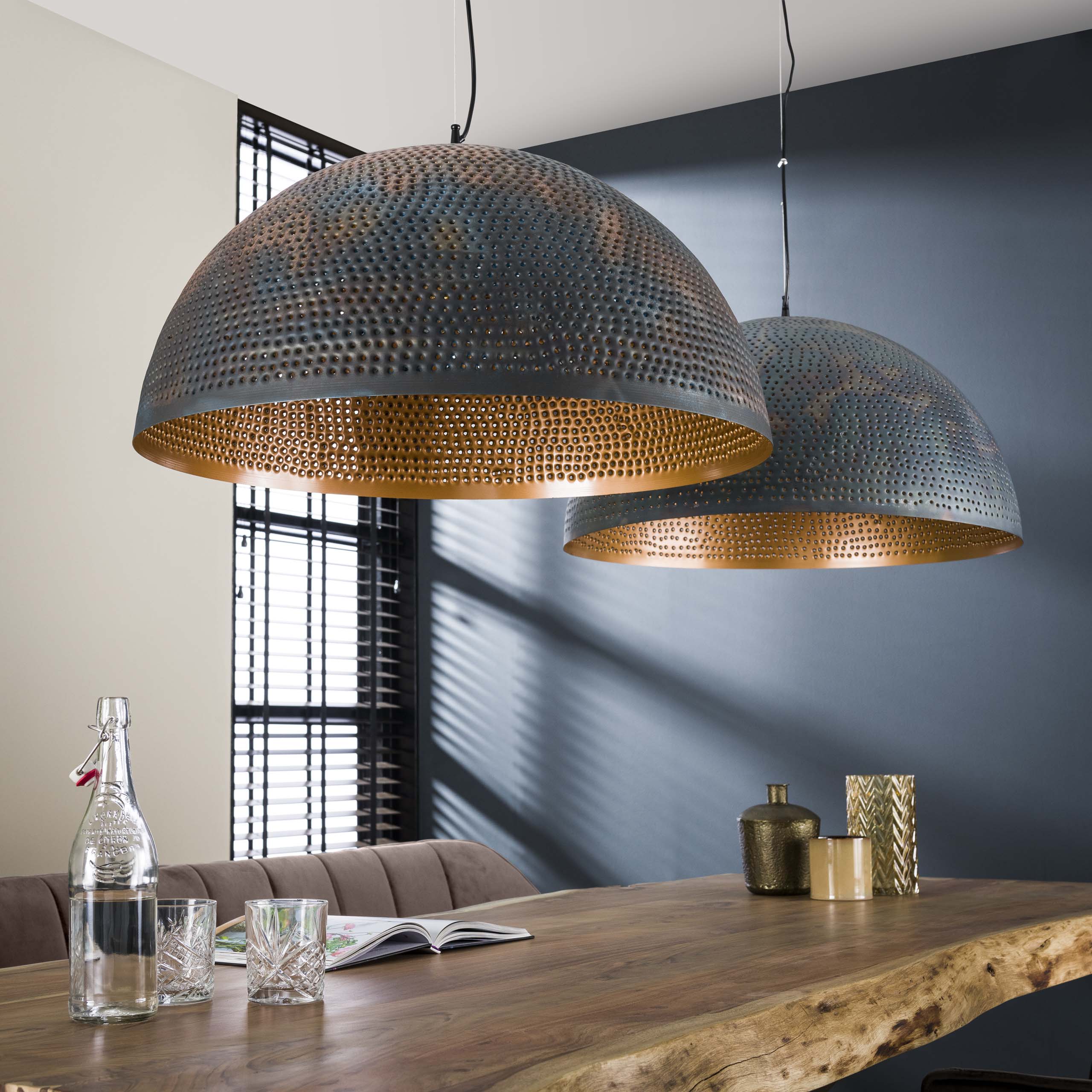 Pendelleuchte Punch 1-flammig Ø70cm in Schwarz-Braun (Schwarz Braun) - Emmo Design