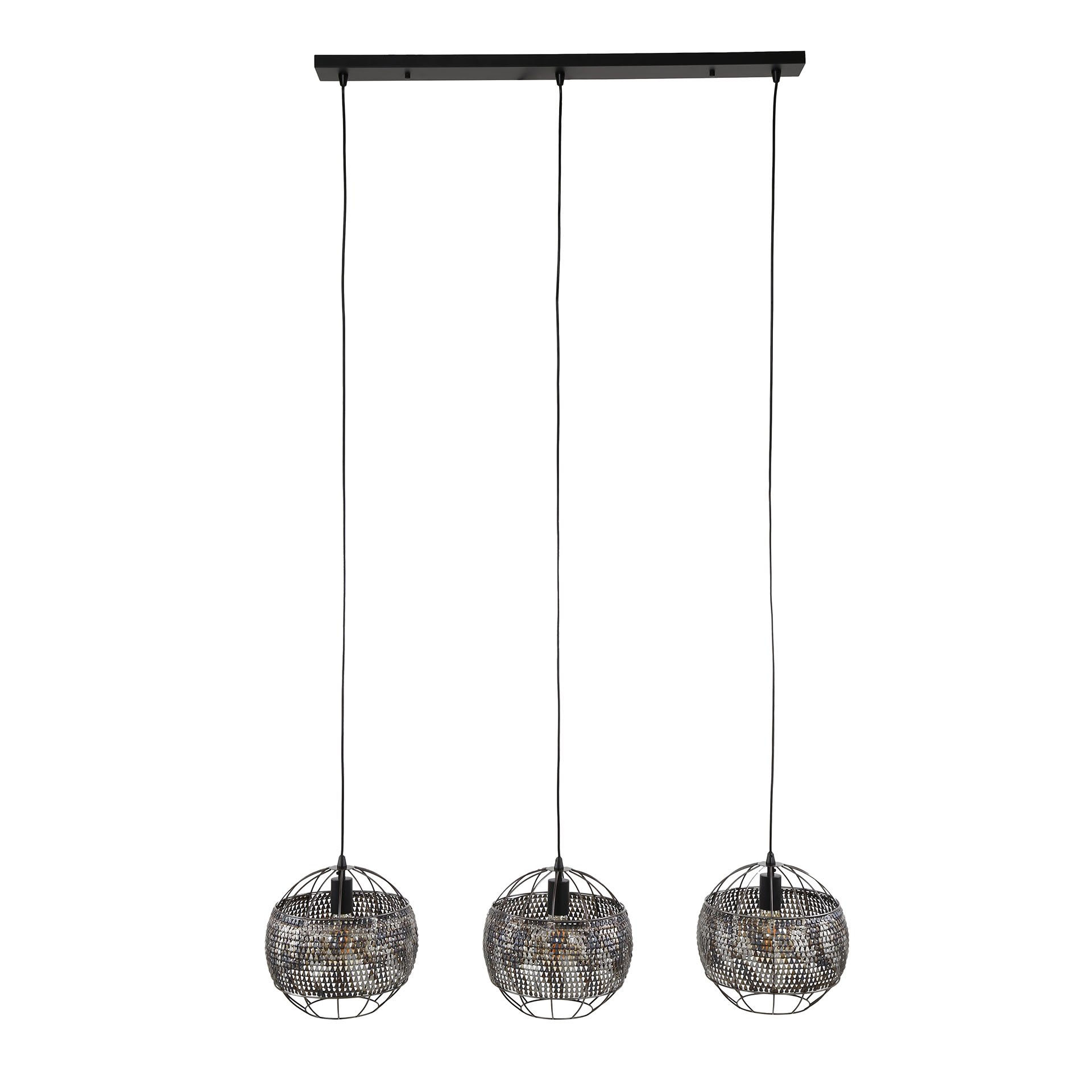 Hanglamp Armor Open 3-lichts / Zwart bruin - Zijlstra