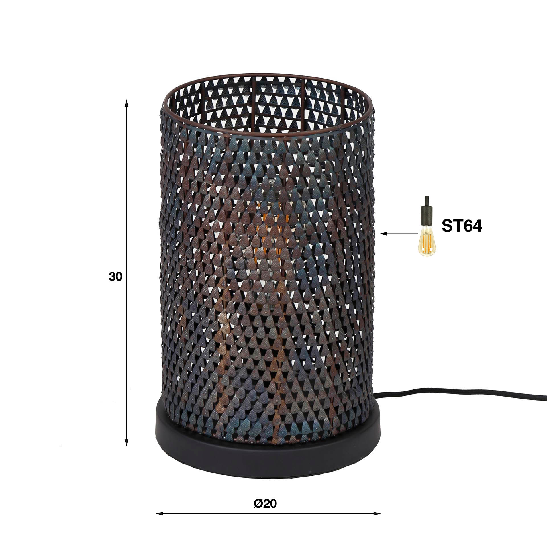Tischleuchte Armor Tube 1-flammig in Schwarz-Braun (Schwarz Braun) - Emmo Design