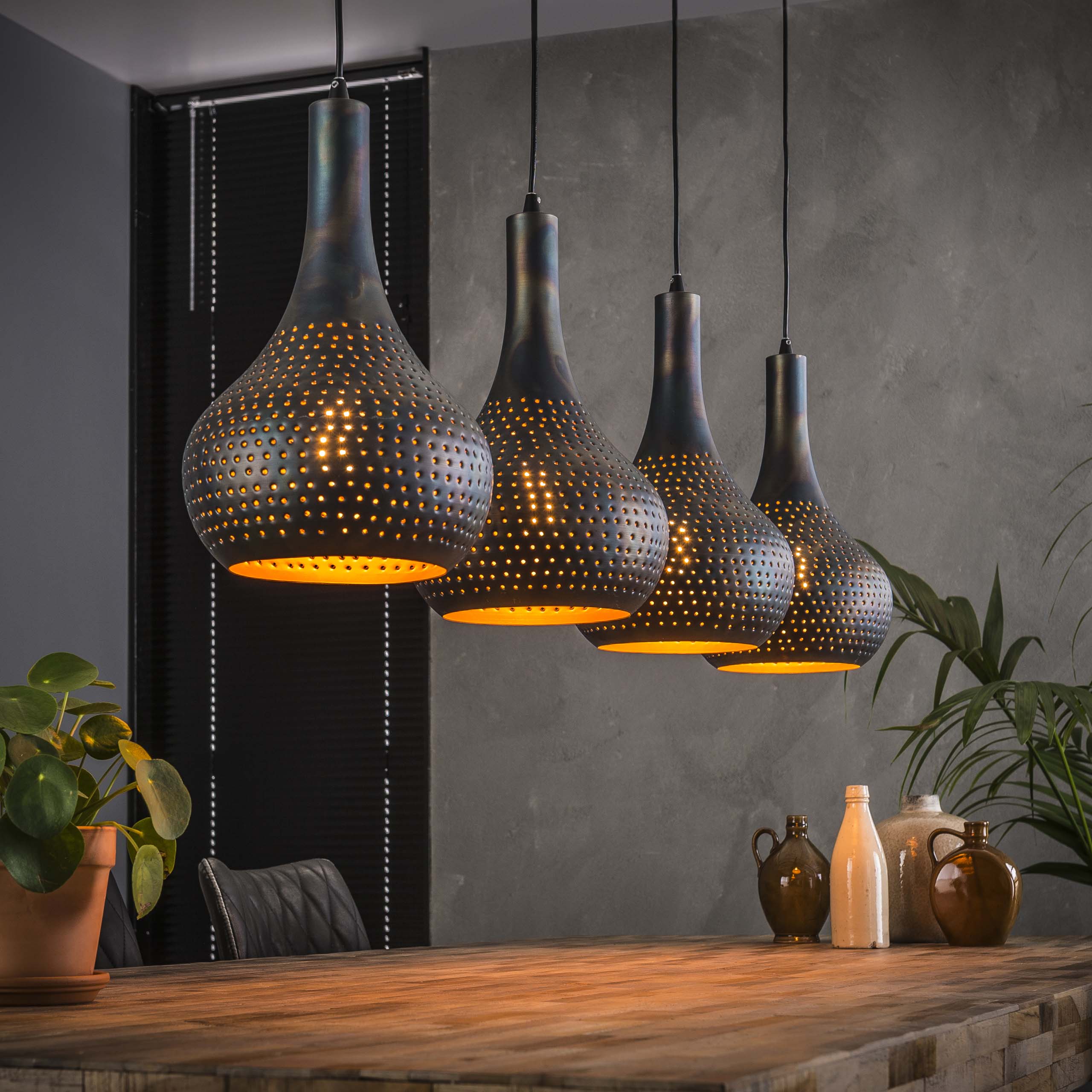 Hanglamp Punch Cone 4-lichts / Zwart bruin - Zijlstra