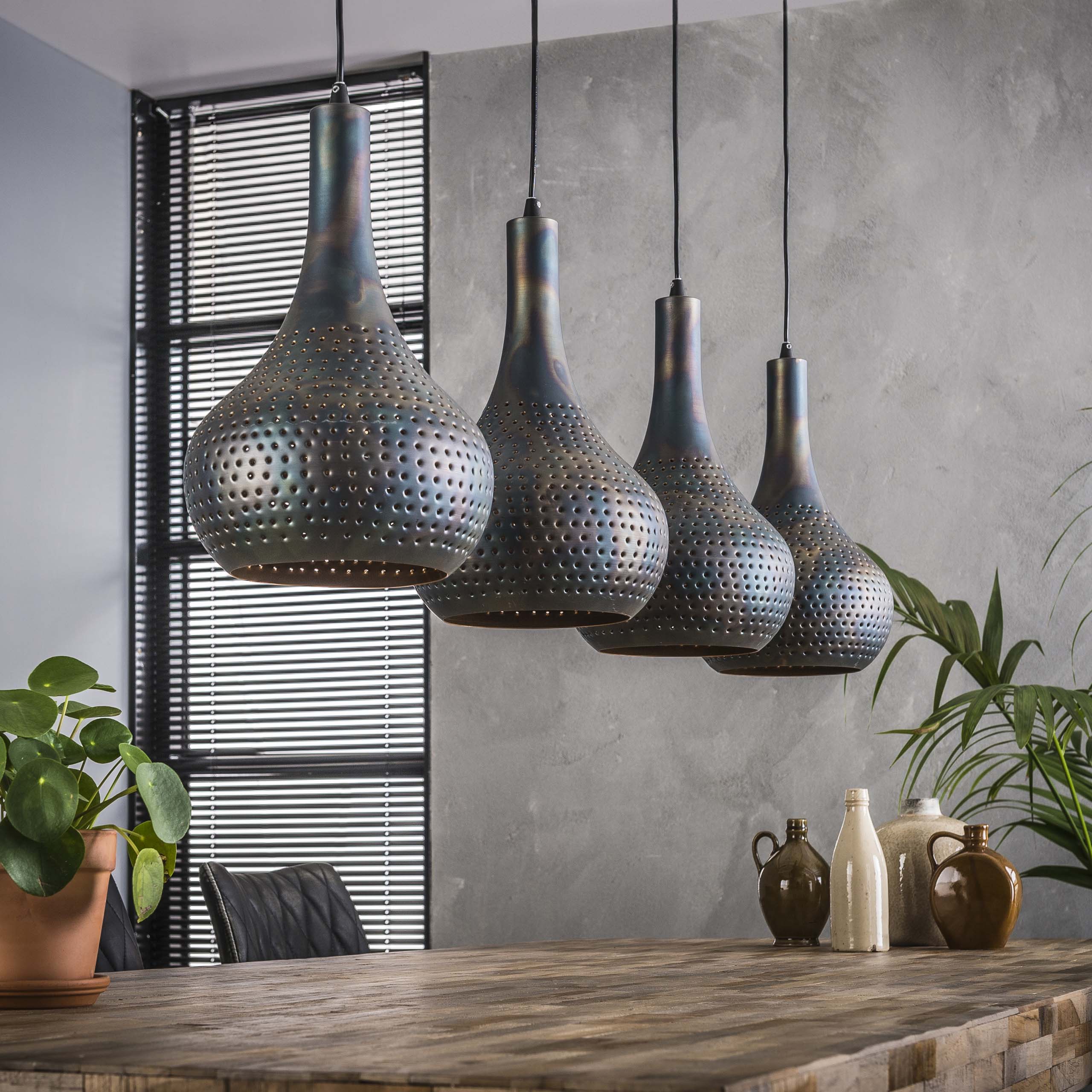 Hanglamp Punch Cone 4-lichts / Zwart bruin - Zijlstra