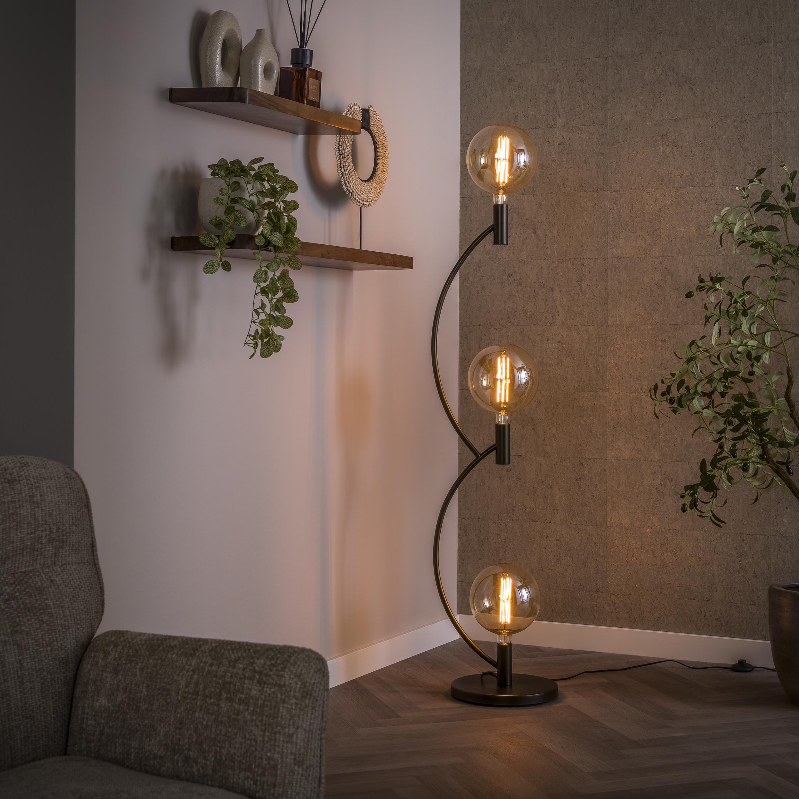 Vloerlamp Arcus 3-lichts / Sienna bruin - Zijlstra