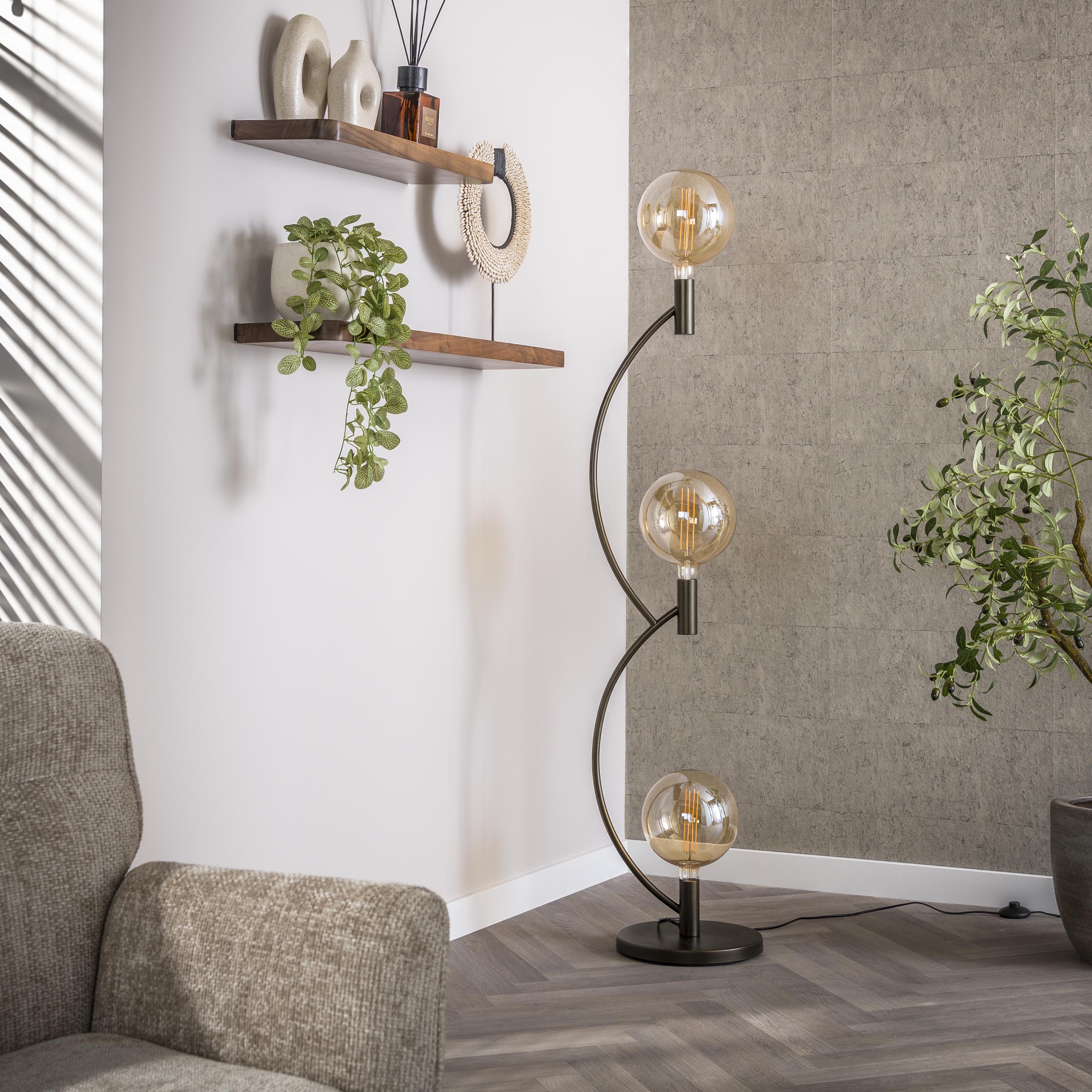 Vloerlamp Arcus 3-lichts / Sienna bruin - Zijlstra