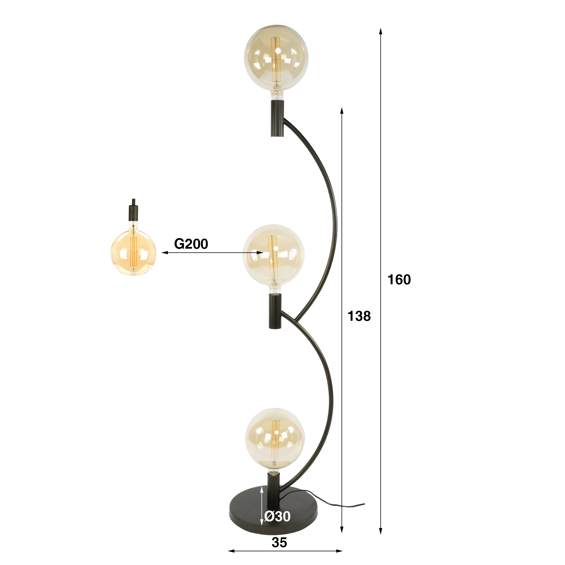 Floor Lamp Arcus 3-light / Sienna brown - Zijlstra