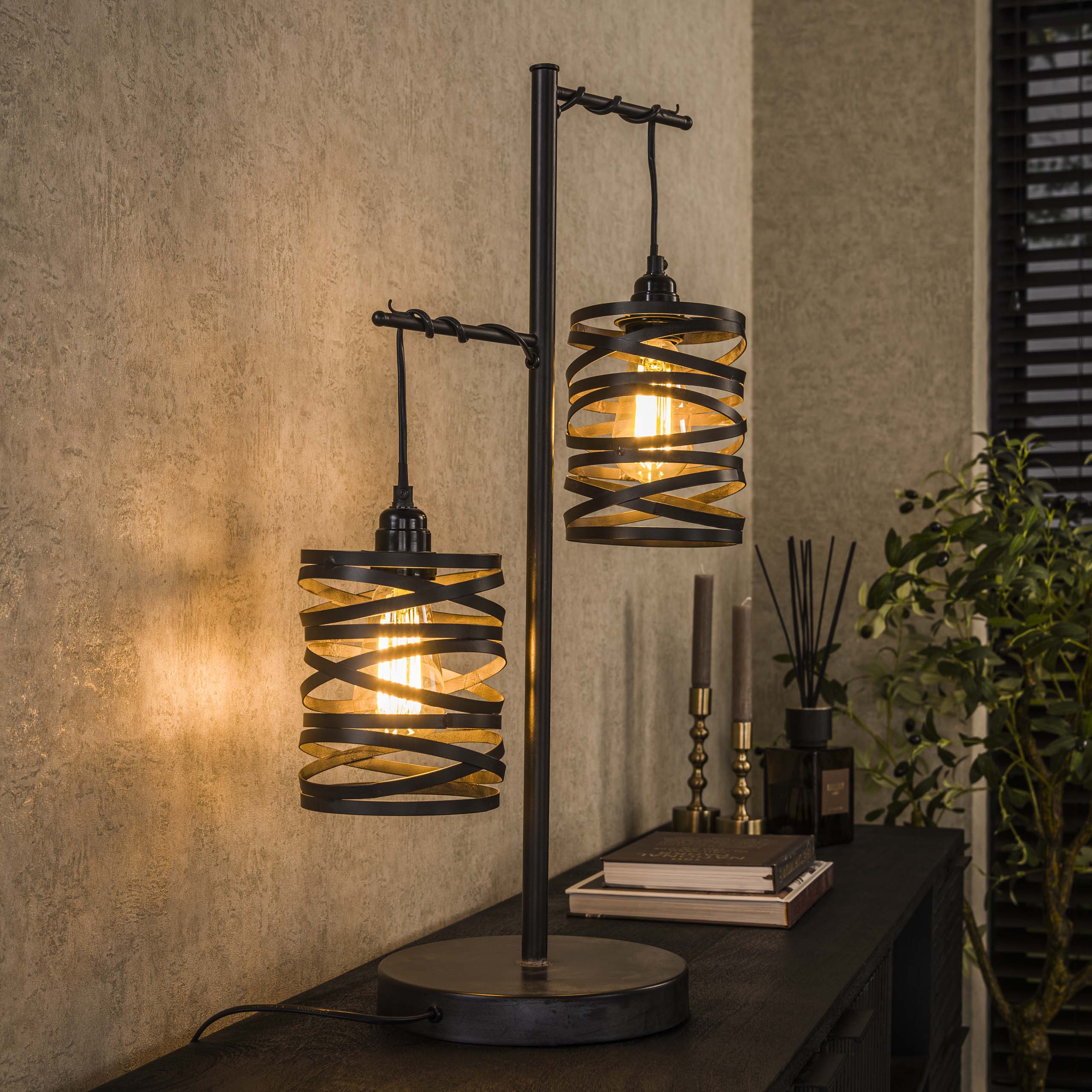 Tischleuchte Spindle 2-flammig / Slate grey - Zijlstra