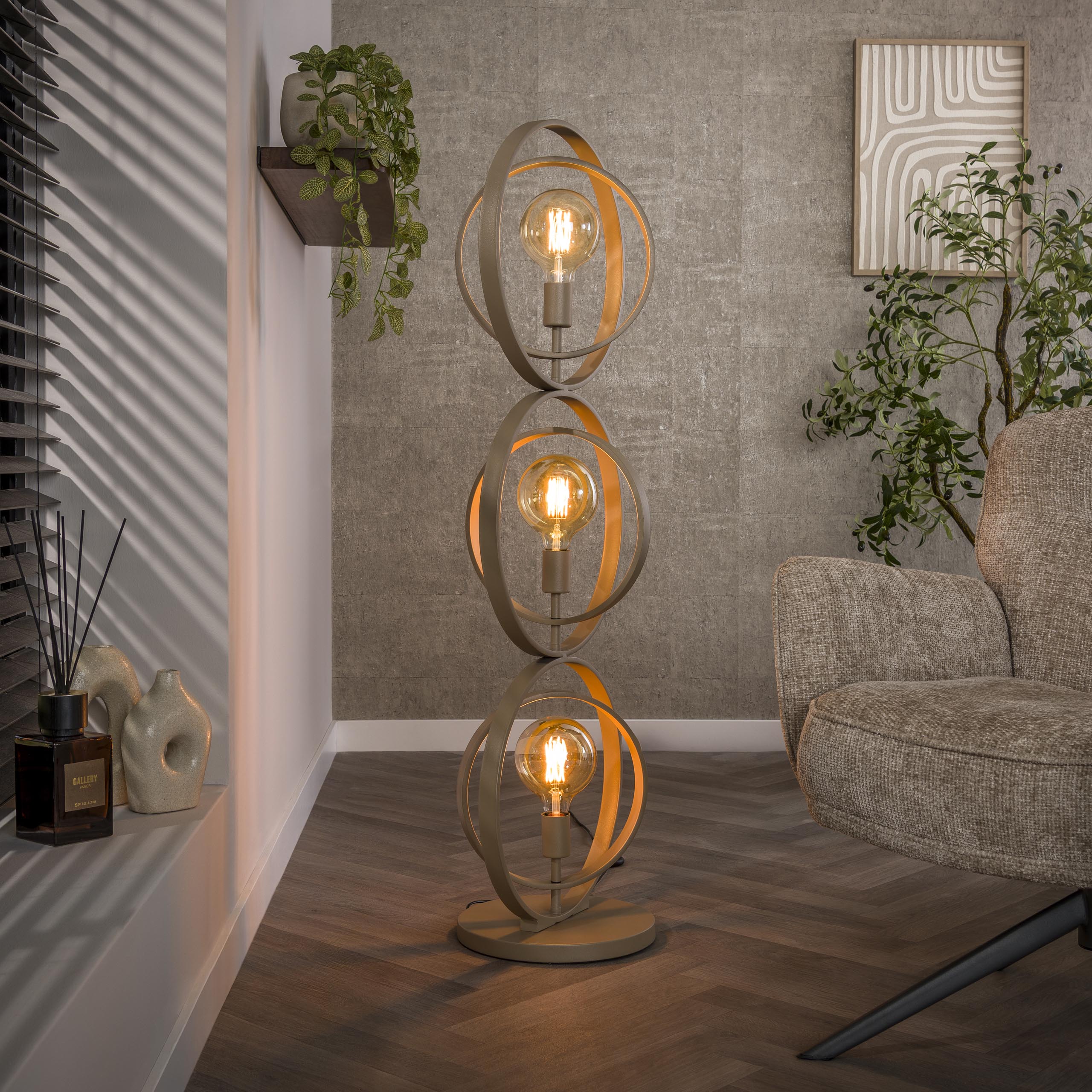 Vloerlamp Turn Around 3-lichts / Beige - Zijlstra