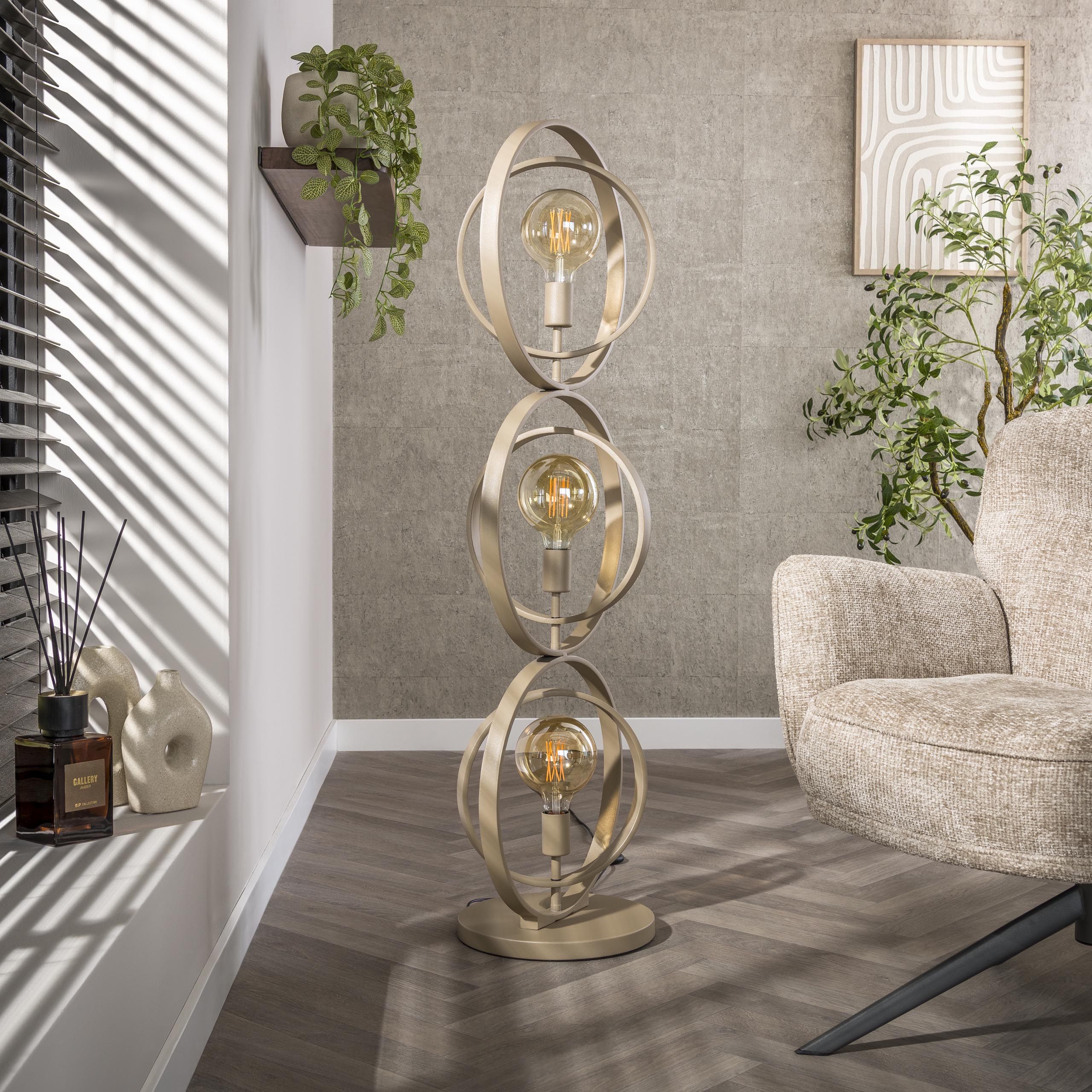 Vloerlamp Turn Around 3-lichts / Beige - Zijlstra