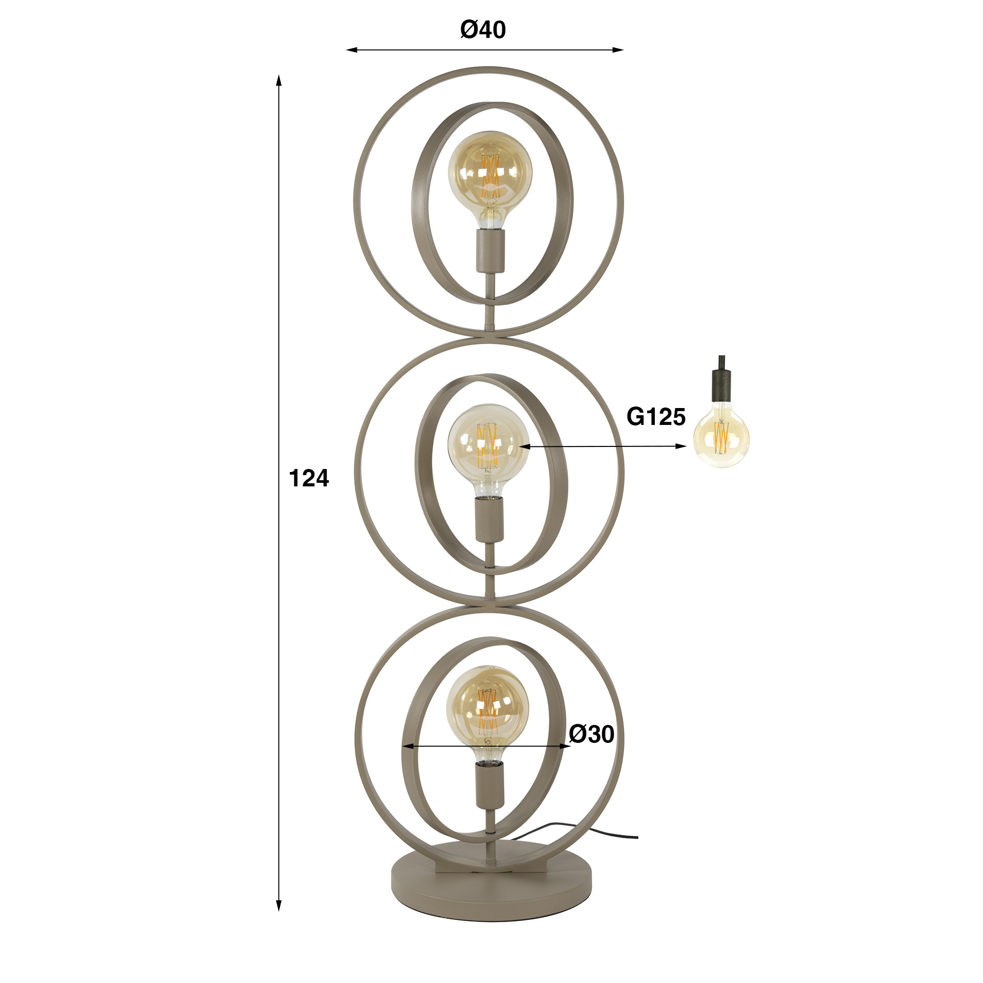 Floor Lamp Turn Around 3-light / Beige - Zijlstra