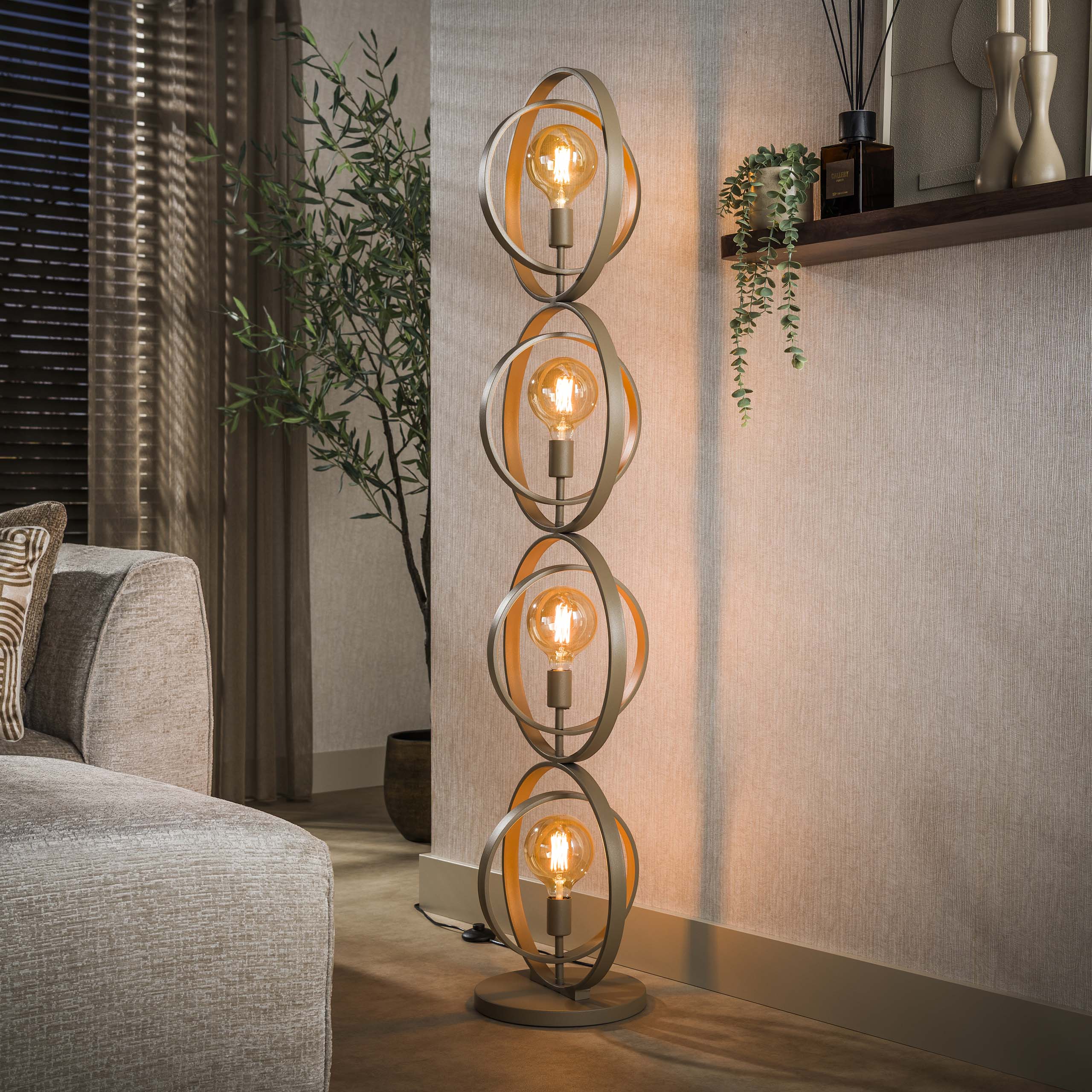 Vloerlamp Turn Around 4-lichts / Beige - Zijlstra