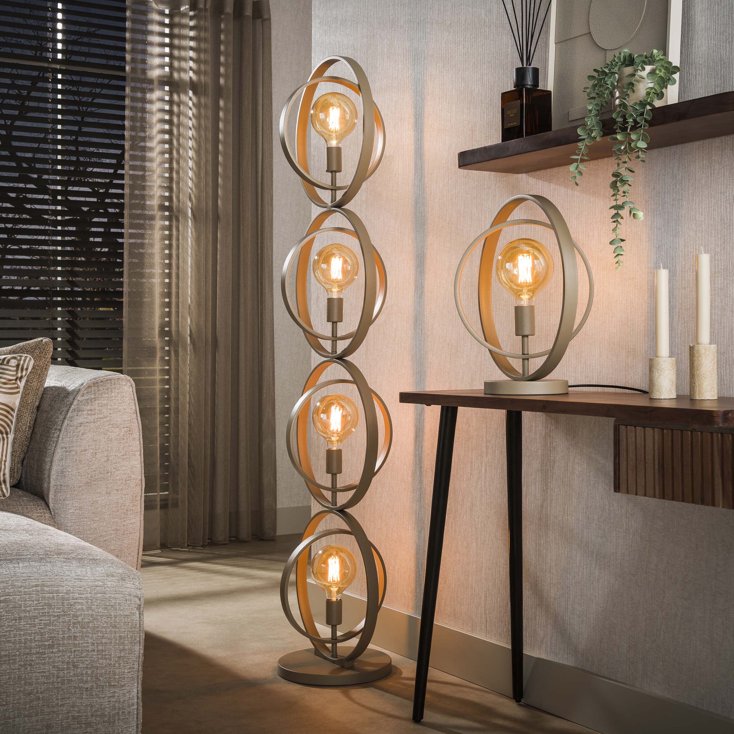 Vloerlamp Turn Around 4-lichts / Beige - Zijlstra